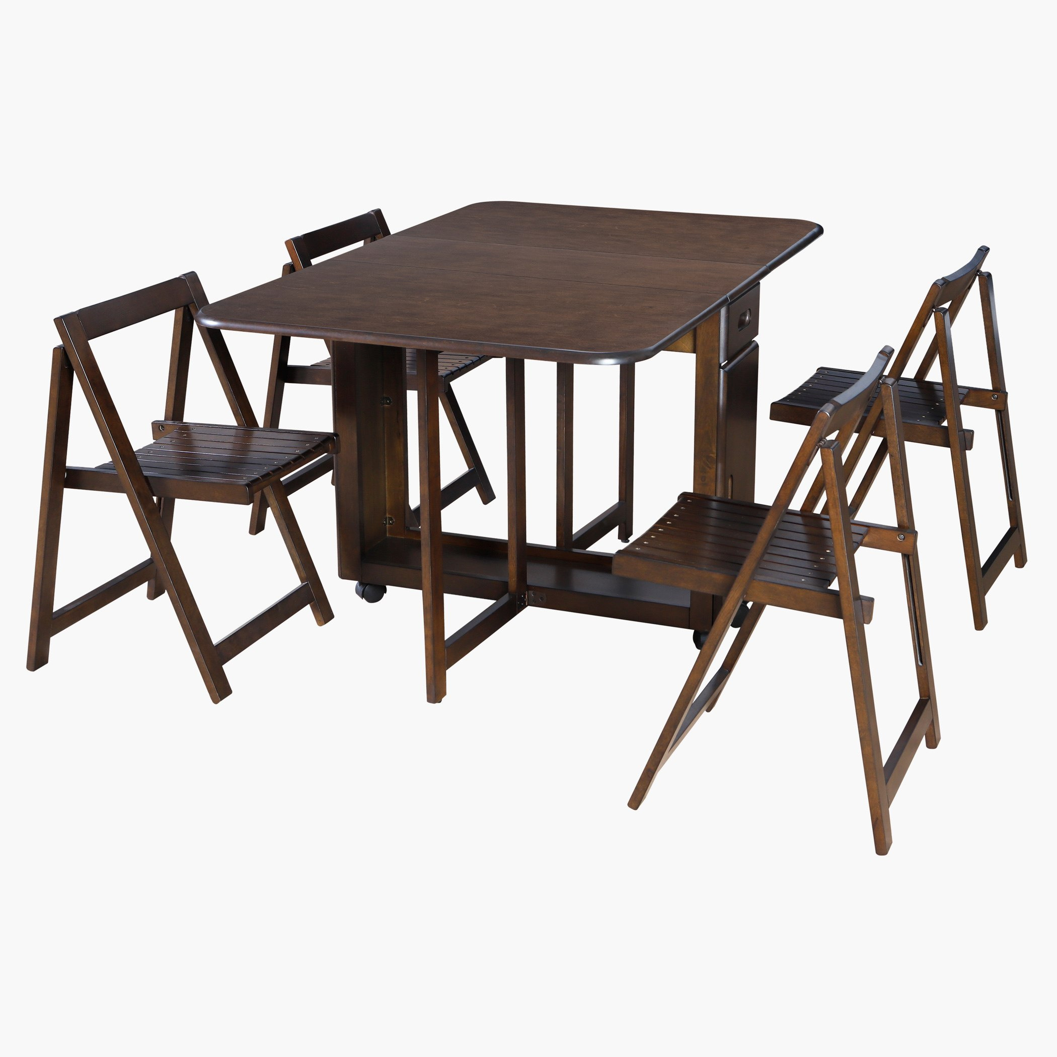 Butterfly drop leaf table store with 4 foldable chairs