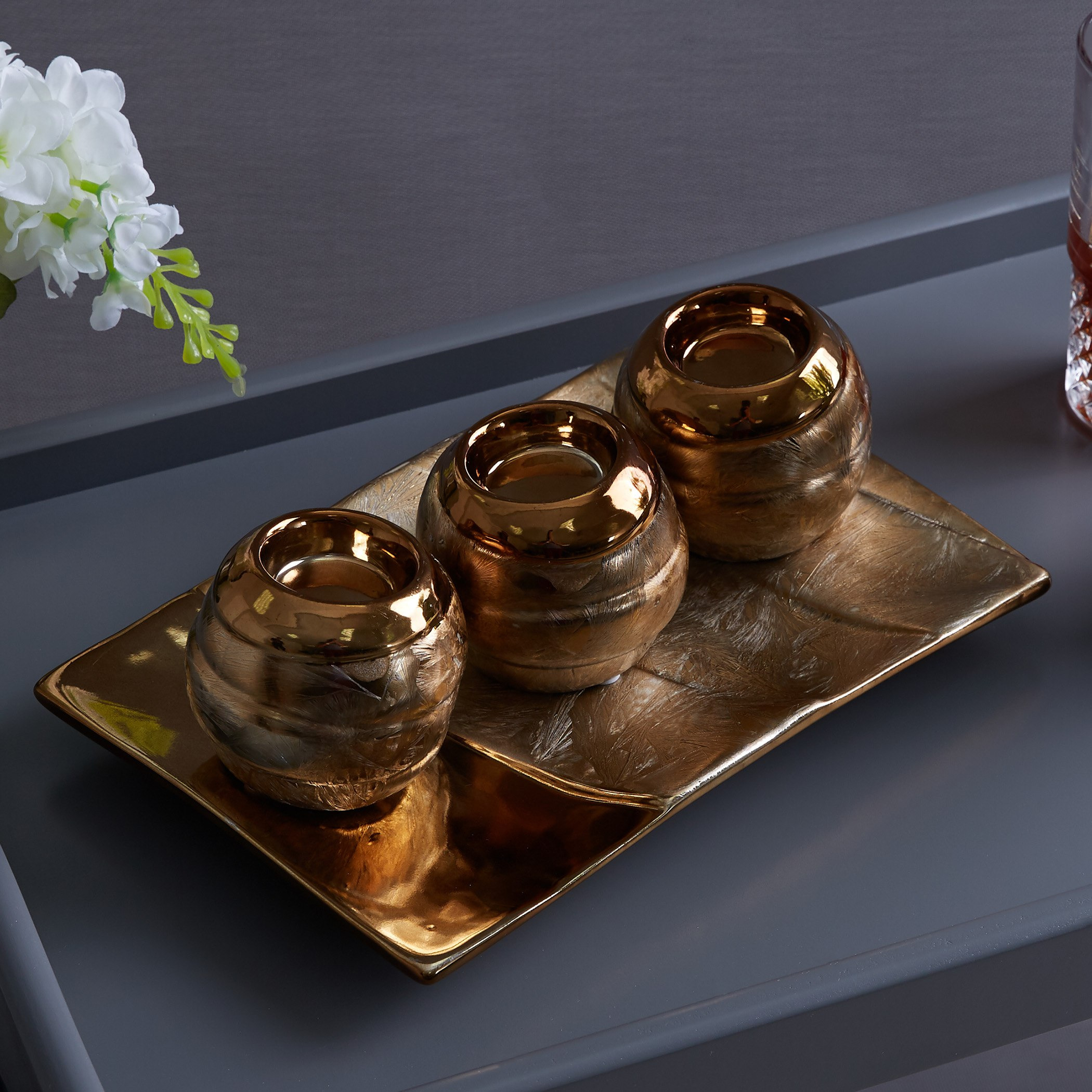 طقم حوامل شموع صغيرة وصينية - 4 قطع-hbxlivingroom-decorandaccessories-candleholders-image-1