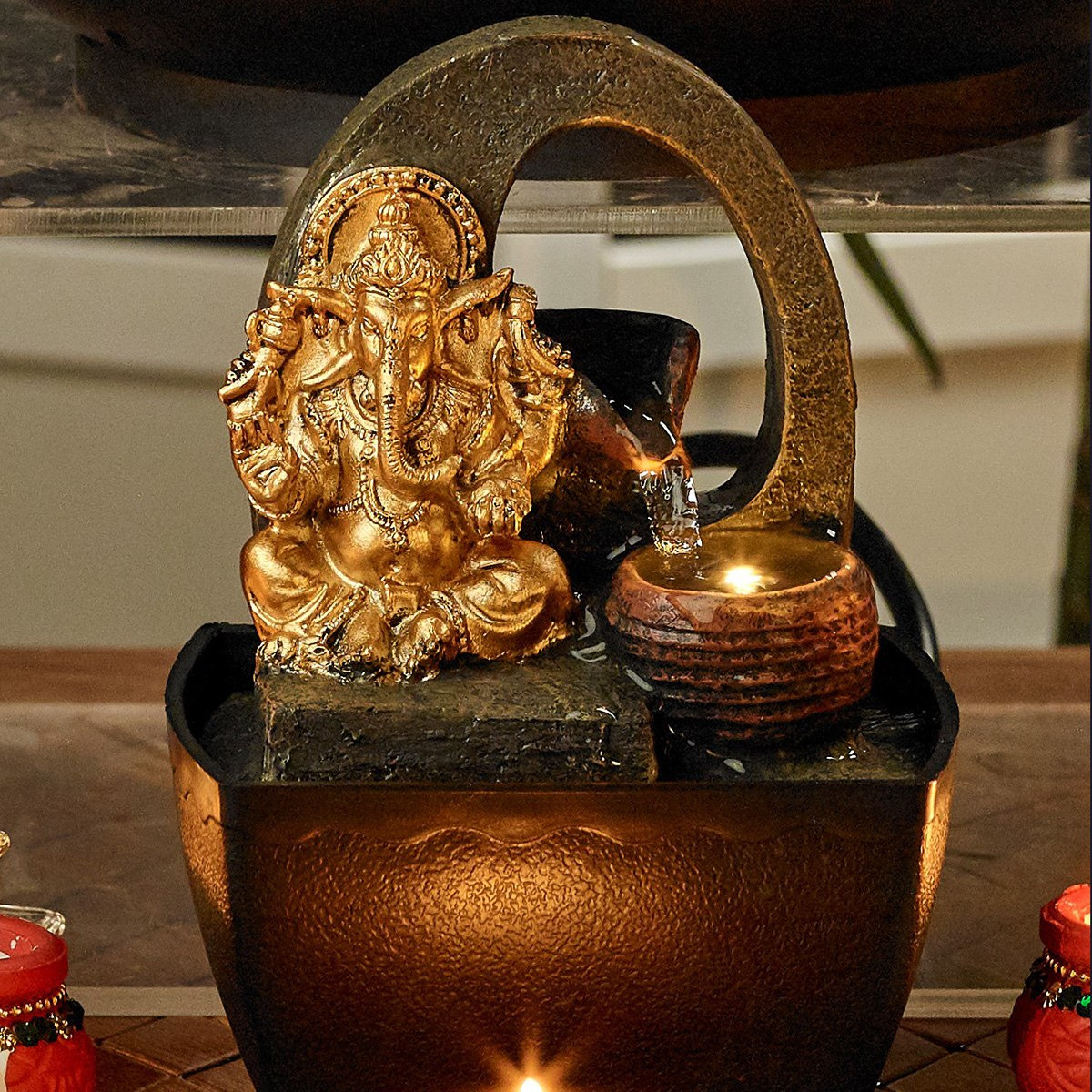 نافورة بإضاءة مع تمثال ميني جانيشا-hbxhomeware-hbxdecorandfurnishings-image-1