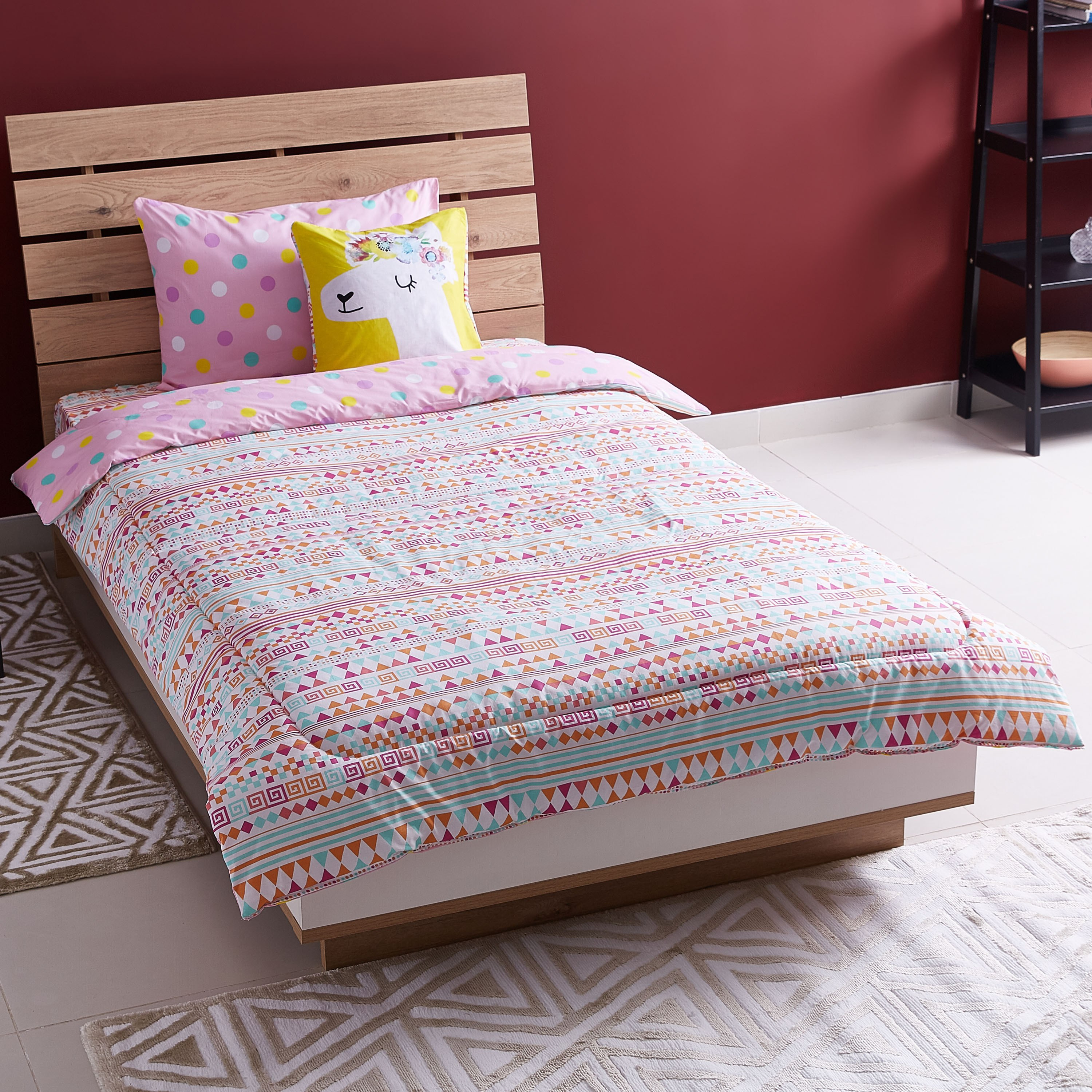 طقم ألحفة وبياضات مقاس مزدوج 4 قطع بطبعات لاما - 160x220 سم-hbxhomeware-hbxkidsandyouth-image-2