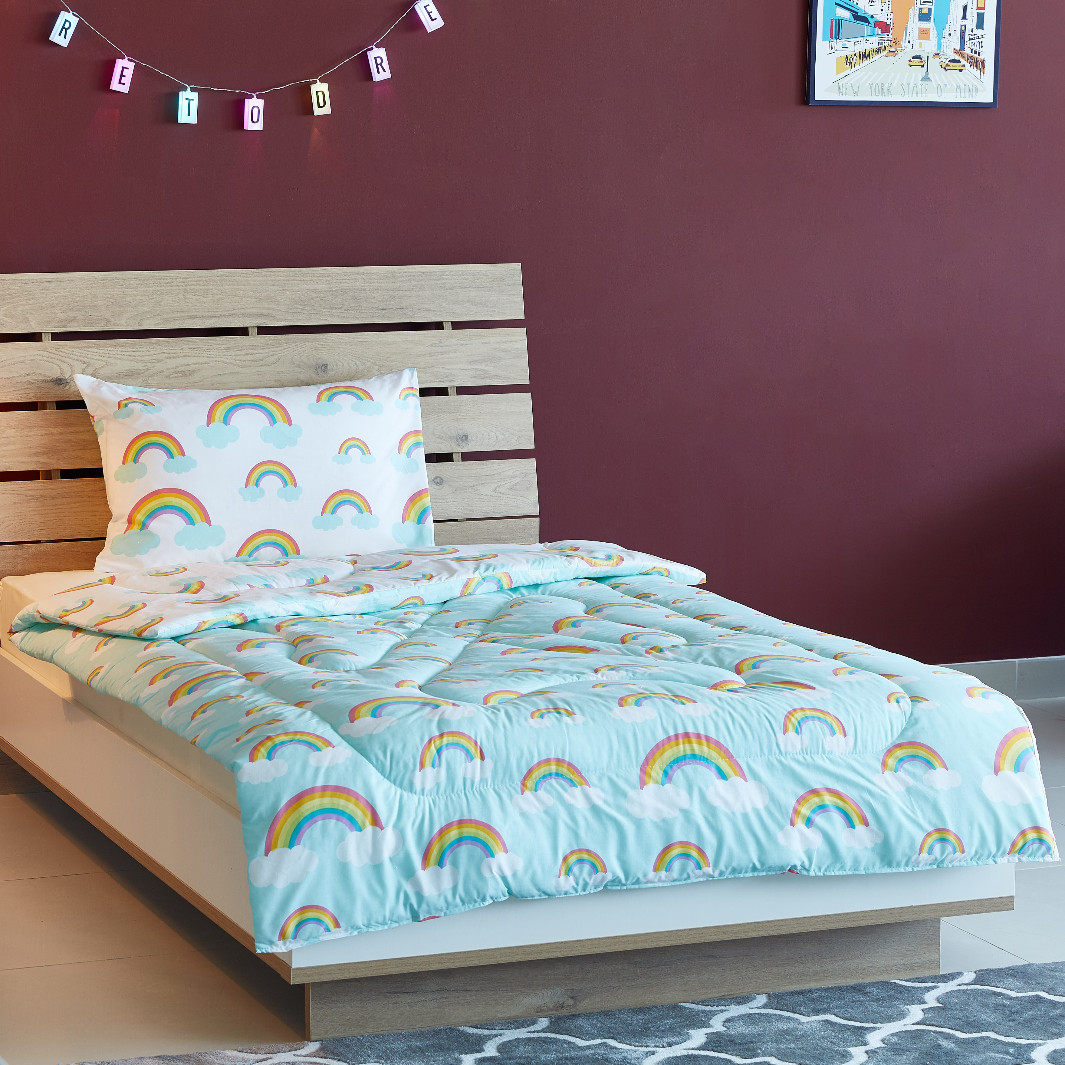 طقم لحاف قطعتين بطبعات سحابة - 220x135 سم-hbxhomeware-hbxkidsandyouth-image-1