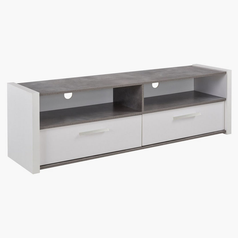 Cementino 2-Drawer Low TV Unit for TVs up to 70 inches-TV Units-image-1