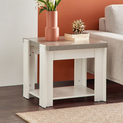Cementino End Table with Undershelf
