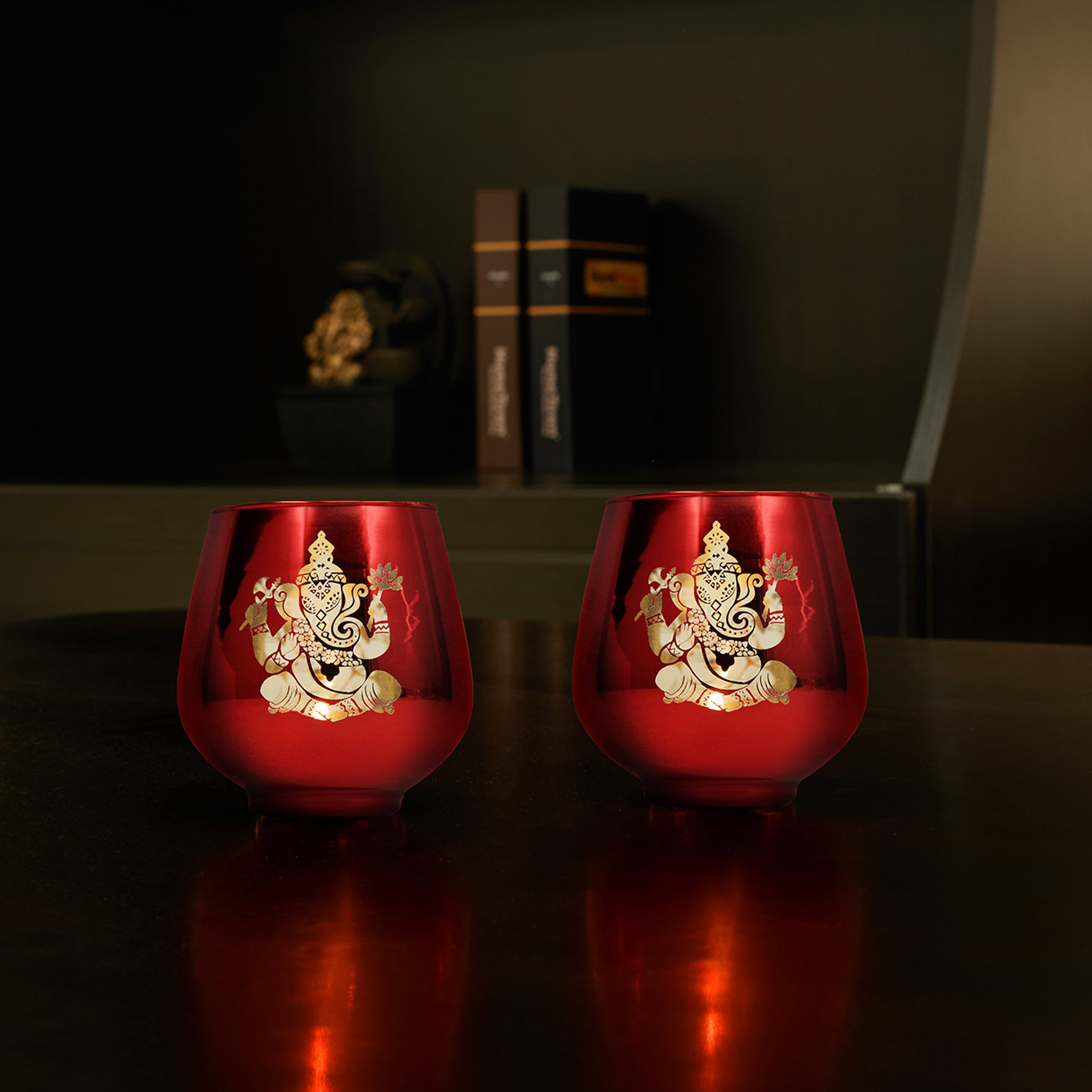 حامل شموع زجاجي على شكل بيضة بطبعات الإلهة جانيشا - طقم من قطعتين-hbxlivingroom-decorandaccessories-candleholders-image-1