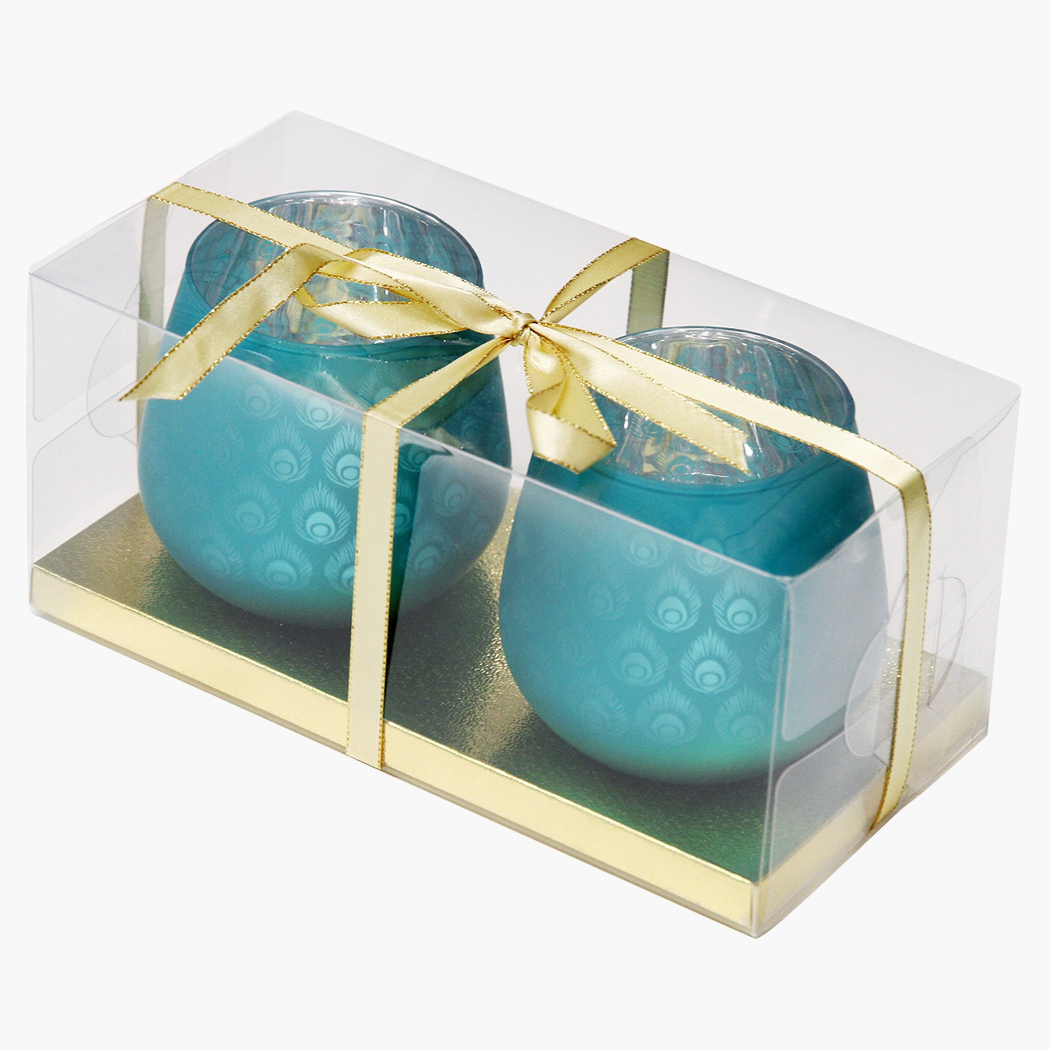 حامل شموع زجاجي على شكل بيضة بطبعات بيكوك - طقم من قطعتين-hbxlivingroom-decorandaccessories-candleholders-image-2