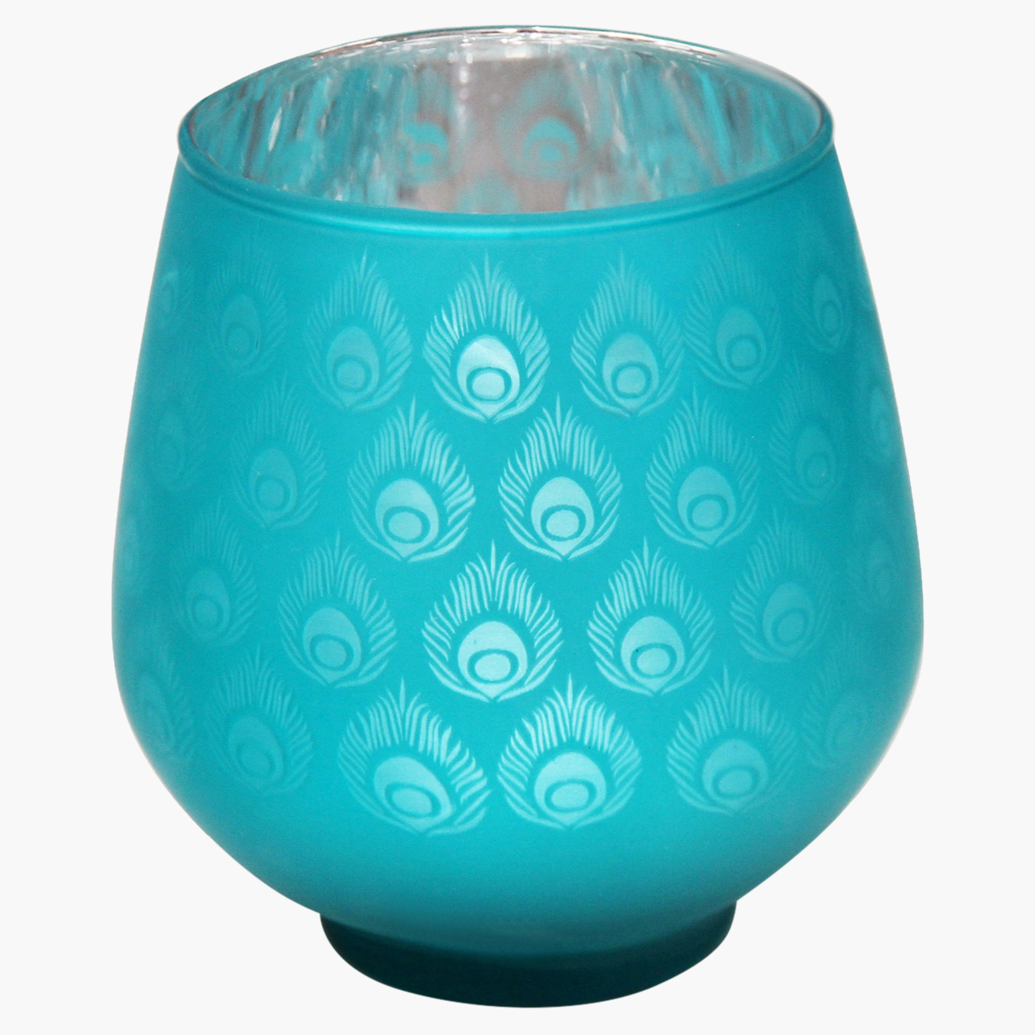 حامل شموع زجاجي على شكل بيضة بطبعات بيكوك - طقم من قطعتين-hbxlivingroom-decorandaccessories-candleholders-image-4