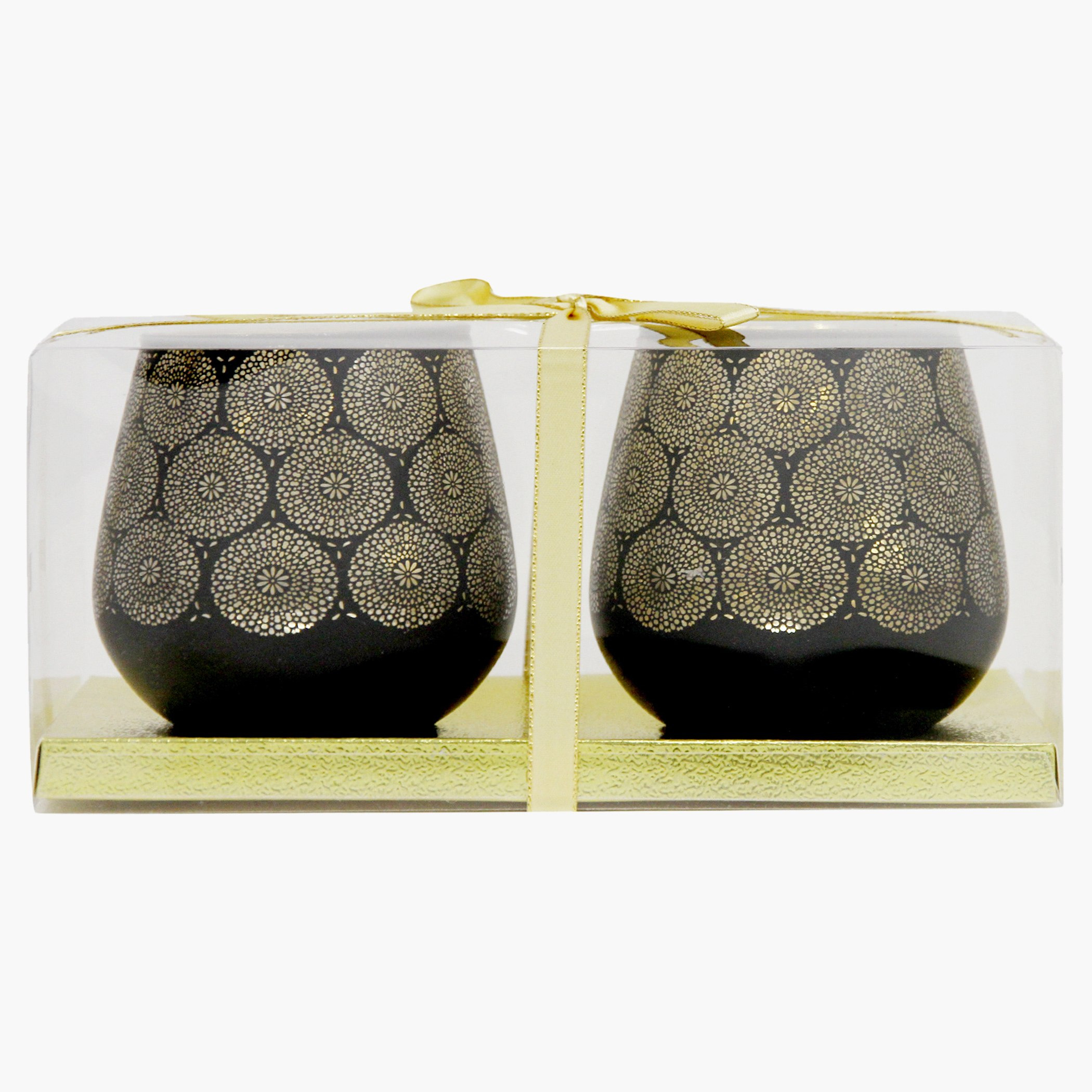 حامل شموع زجاجي على شكل بيضة بطبعات فلورا - طقم من قطعتين-hbxlivingroom-decorandaccessories-candleholders-image-1