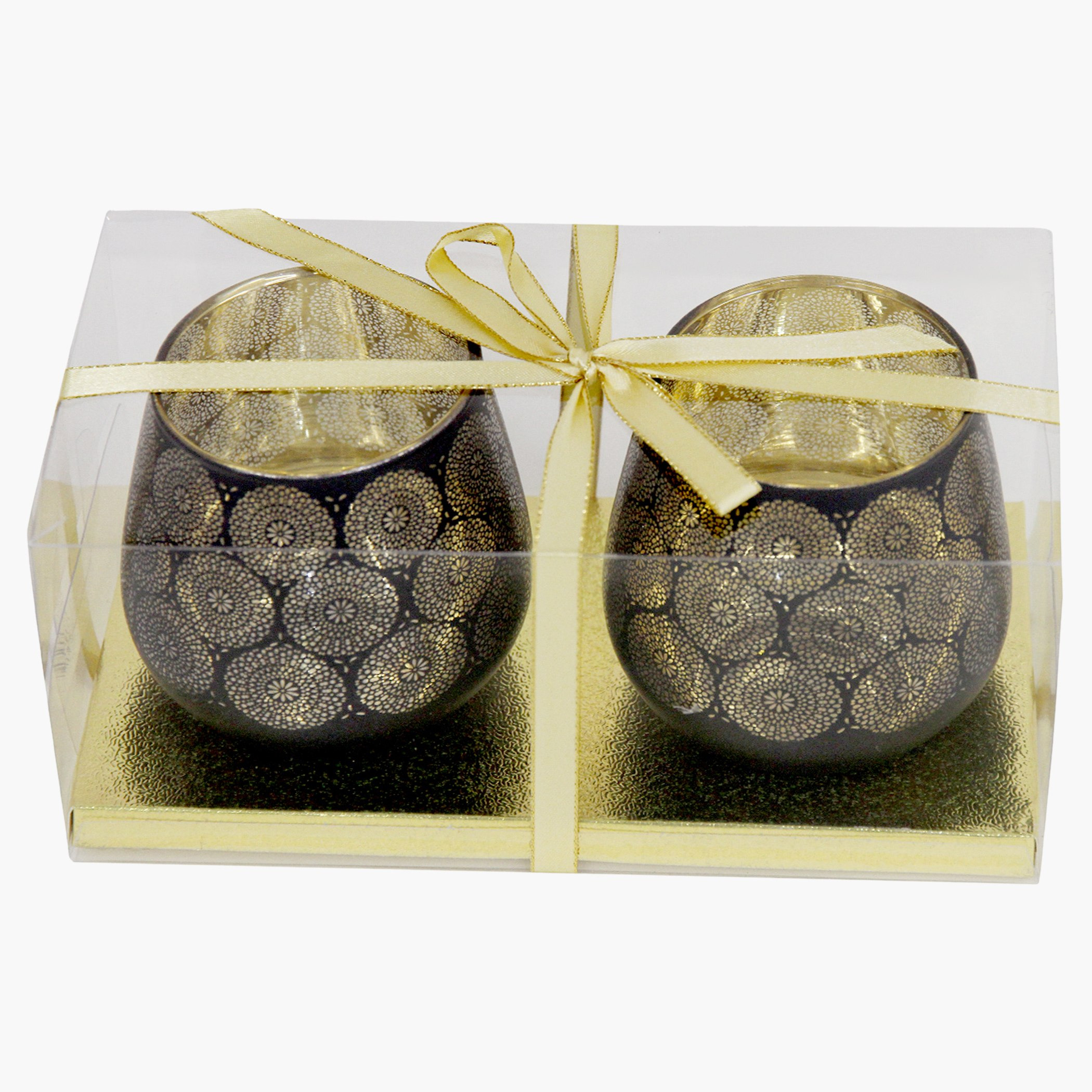 حامل شموع زجاجي على شكل بيضة بطبعات فلورا - طقم من قطعتين-hbxlivingroom-decorandaccessories-candleholders-image-2