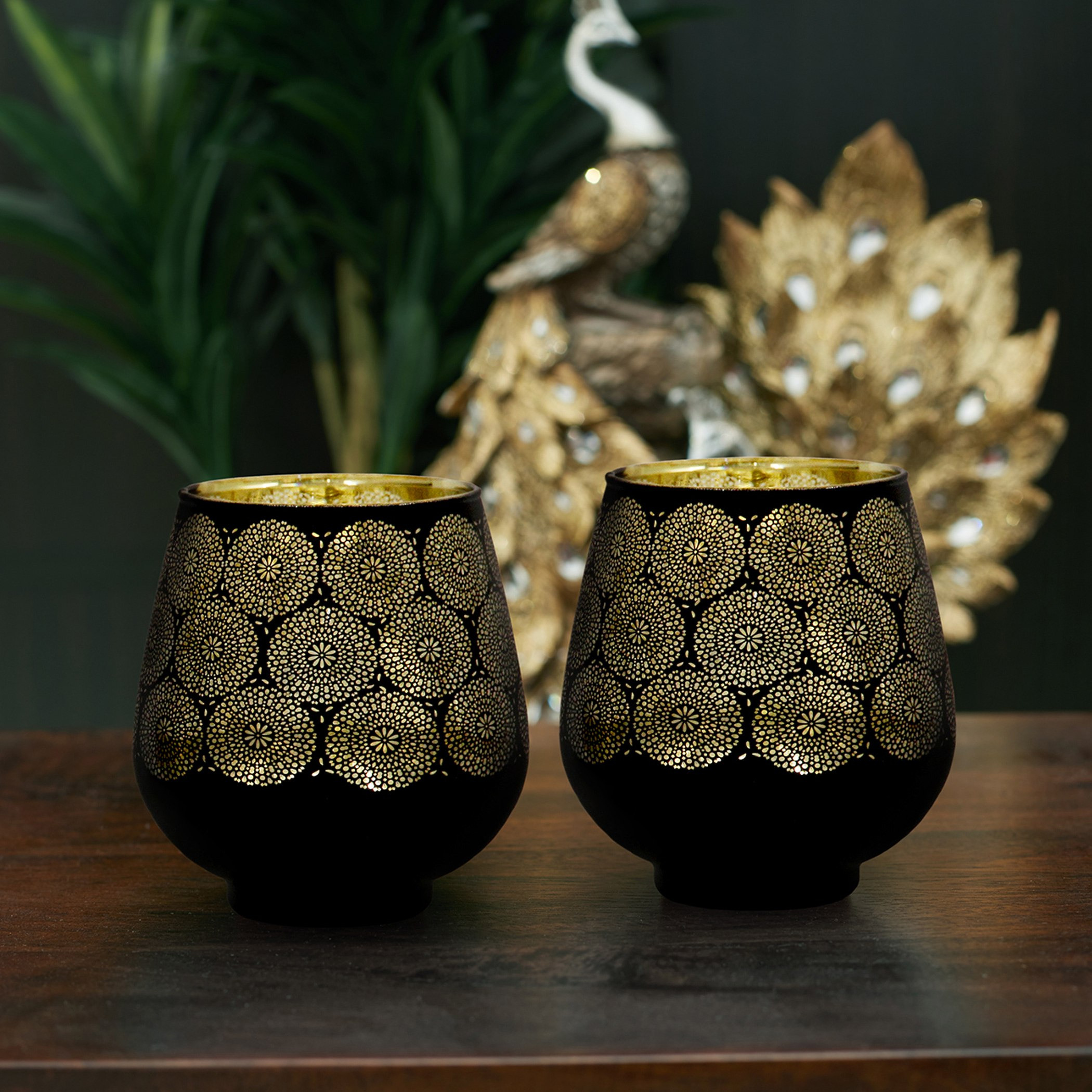 حامل شموع زجاجي على شكل بيضة بطبعات فلورا - طقم من قطعتين-hbxlivingroom-decorandaccessories-candleholders-image-6