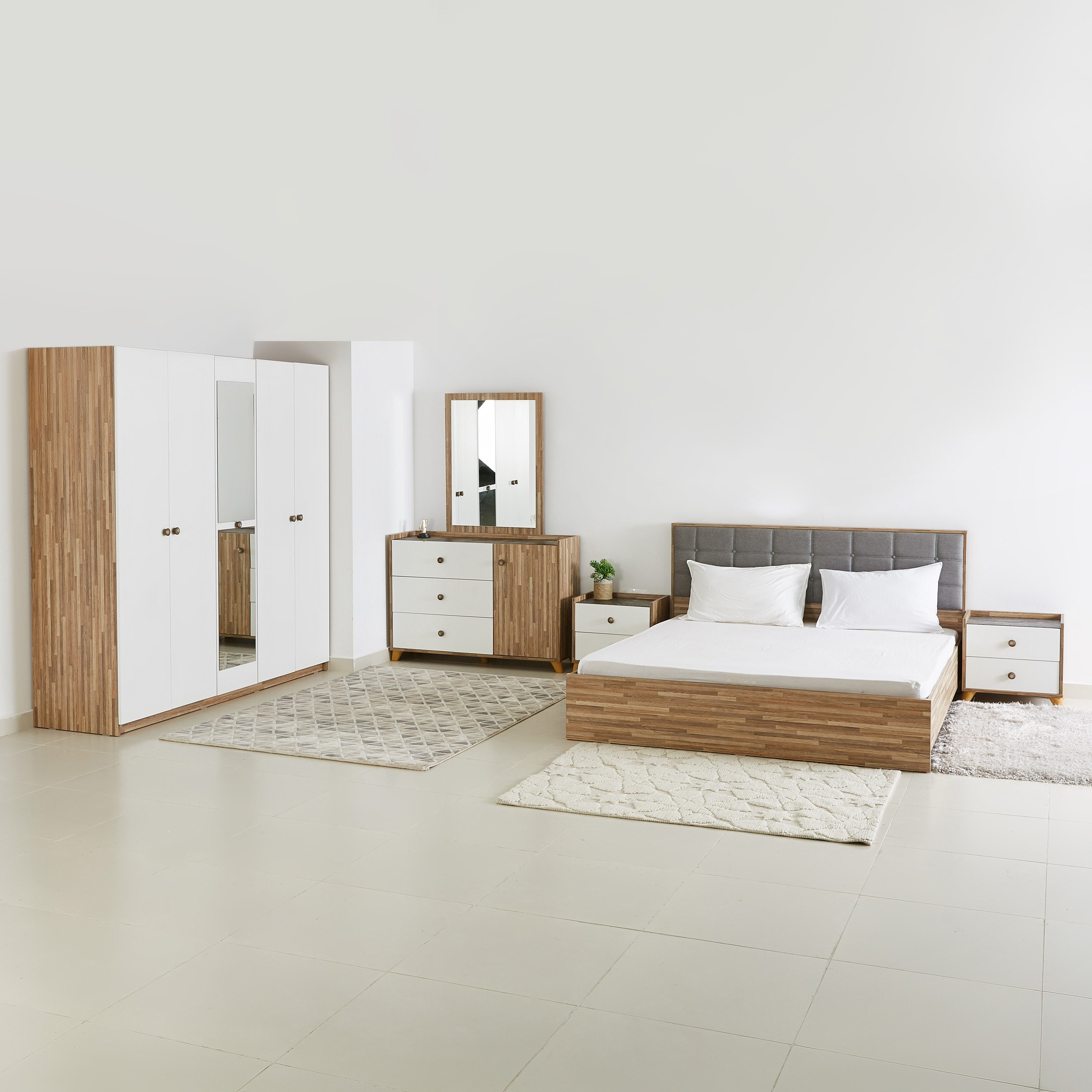 طقم غرفة نوم كينج 6 قطع من سولي - 180x200 سم-hbxbedroom-bedsandbedsets-bedroomsets-king-image-1
