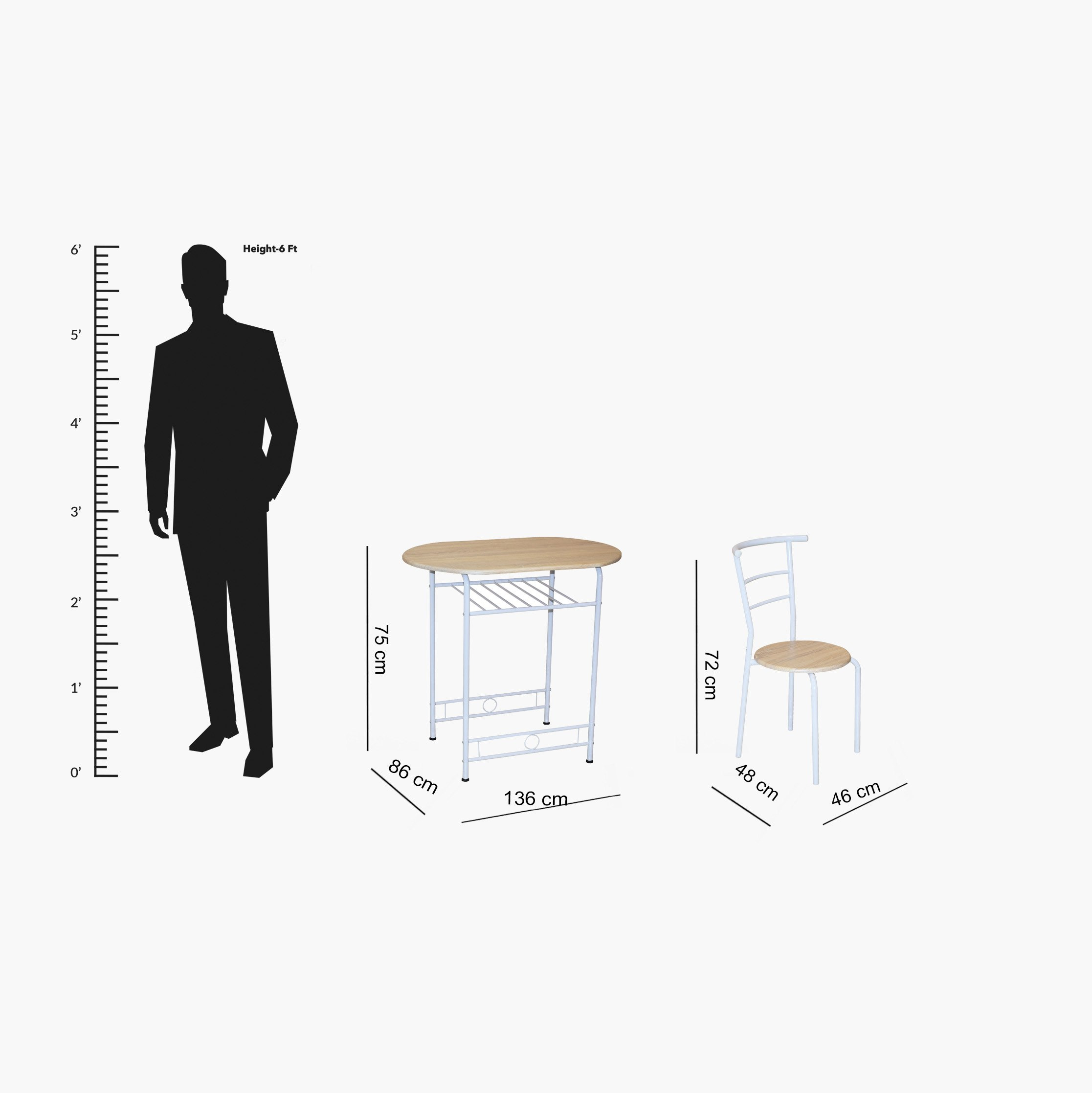 طقم سفرة 3 قطع من باسل-hbxfurniture-diningtablesandsets-diningsets-twoseater-image-5