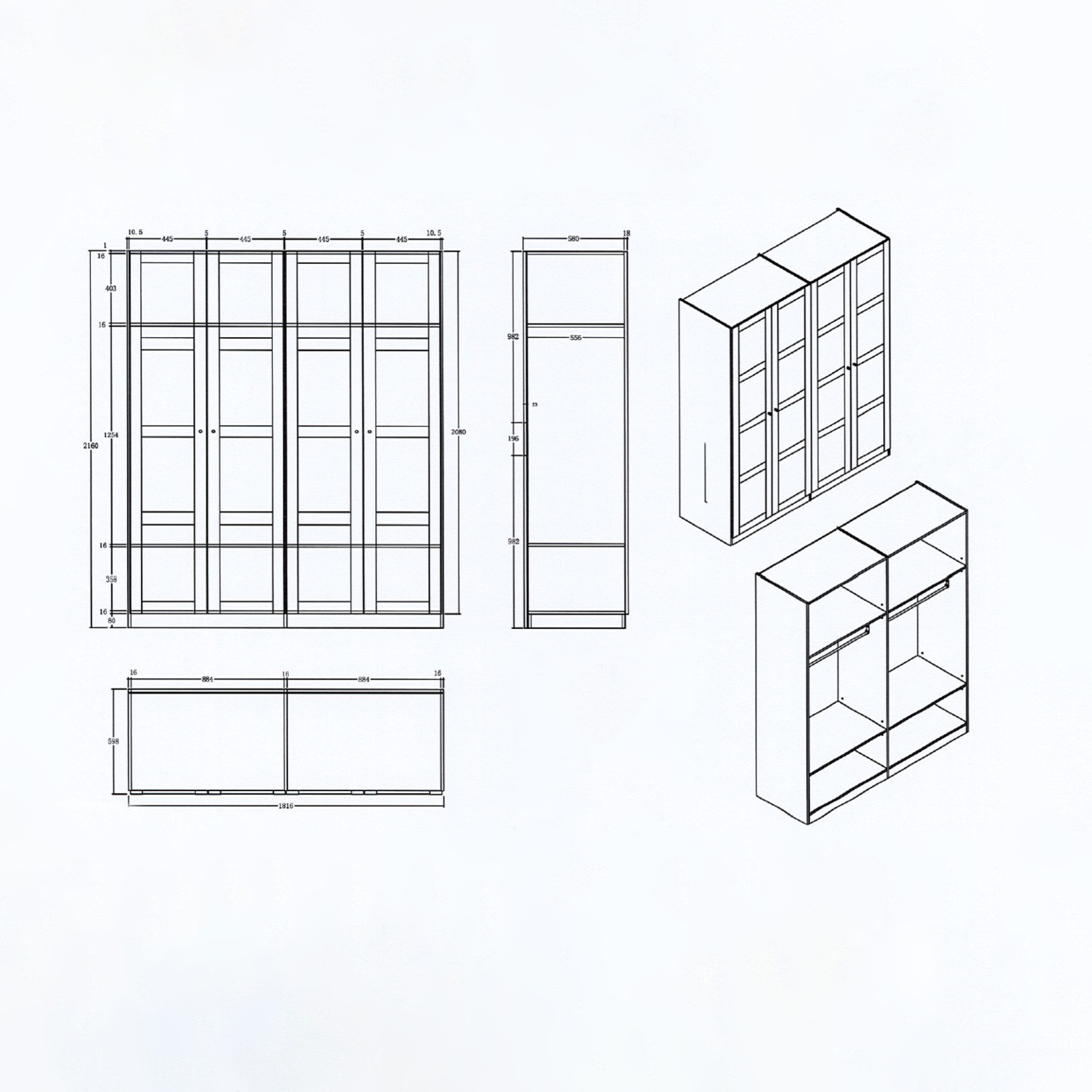 خزانة ملابس 4 أبواب - طوكيو من موڤو-hbxfurniture-wardrobes-image-10