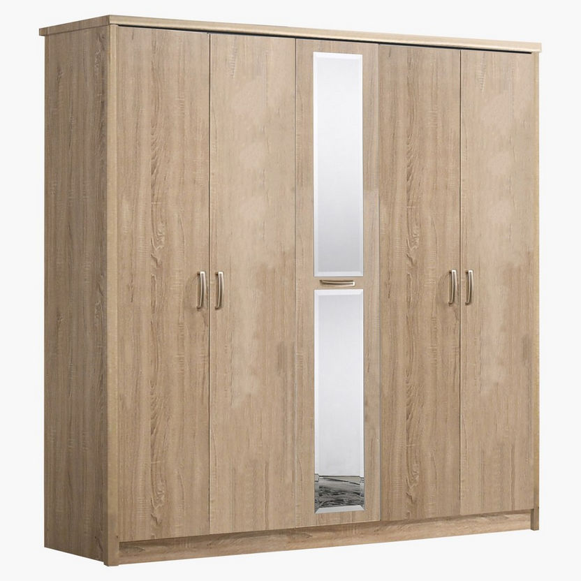 Cooper 5-Doors Wardrobe with Mirror-Wardrobes-image-1