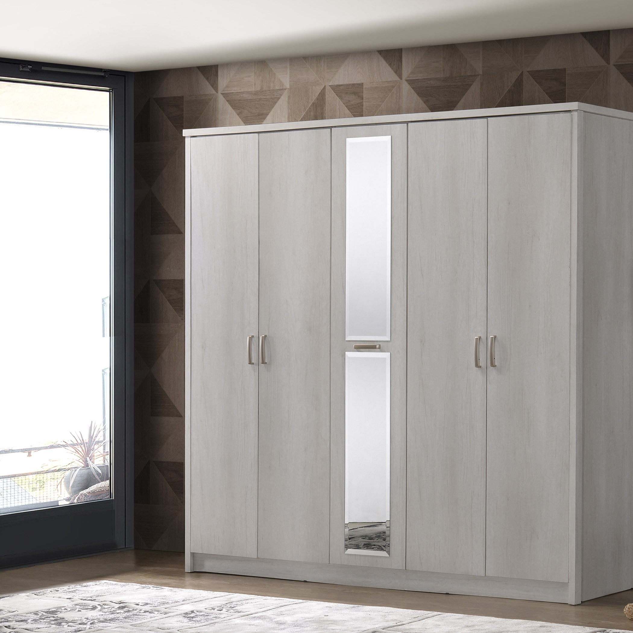 خزانة ملابس 5 أبواب مع مرآة - كوبر من موڤو-hbxfurniture-wardrobes-image-1