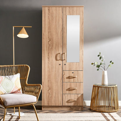 Cooper 2-Door and 3-Drawer Wardrobe with Mirror and Lock