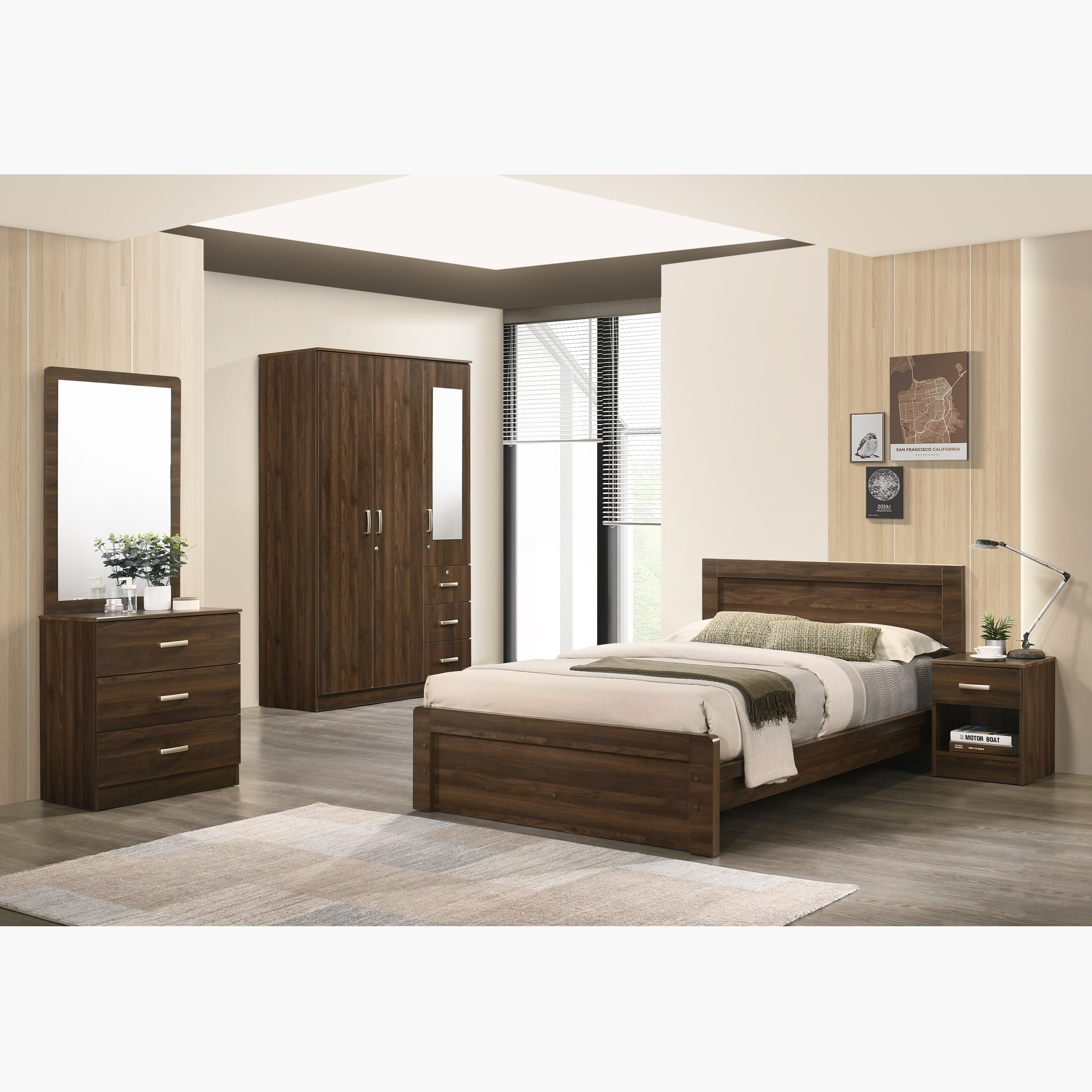 خزانة ملابس 3 أبواب قابلة للقفل مع 3 أدراج ومرآة - كوبر من موڤو-hbxfurniture-wardrobes-image-7