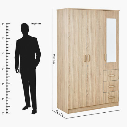 Cooper 3-Door Wardrobe with 3-Drawers and Mirror-Wardrobes-image-10