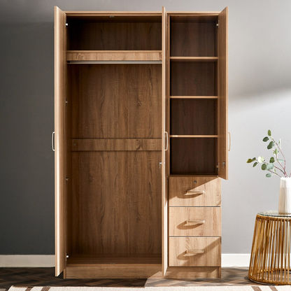 Cooper 3-Door and 3-Drawer Wardrobe with Mirror and Lock