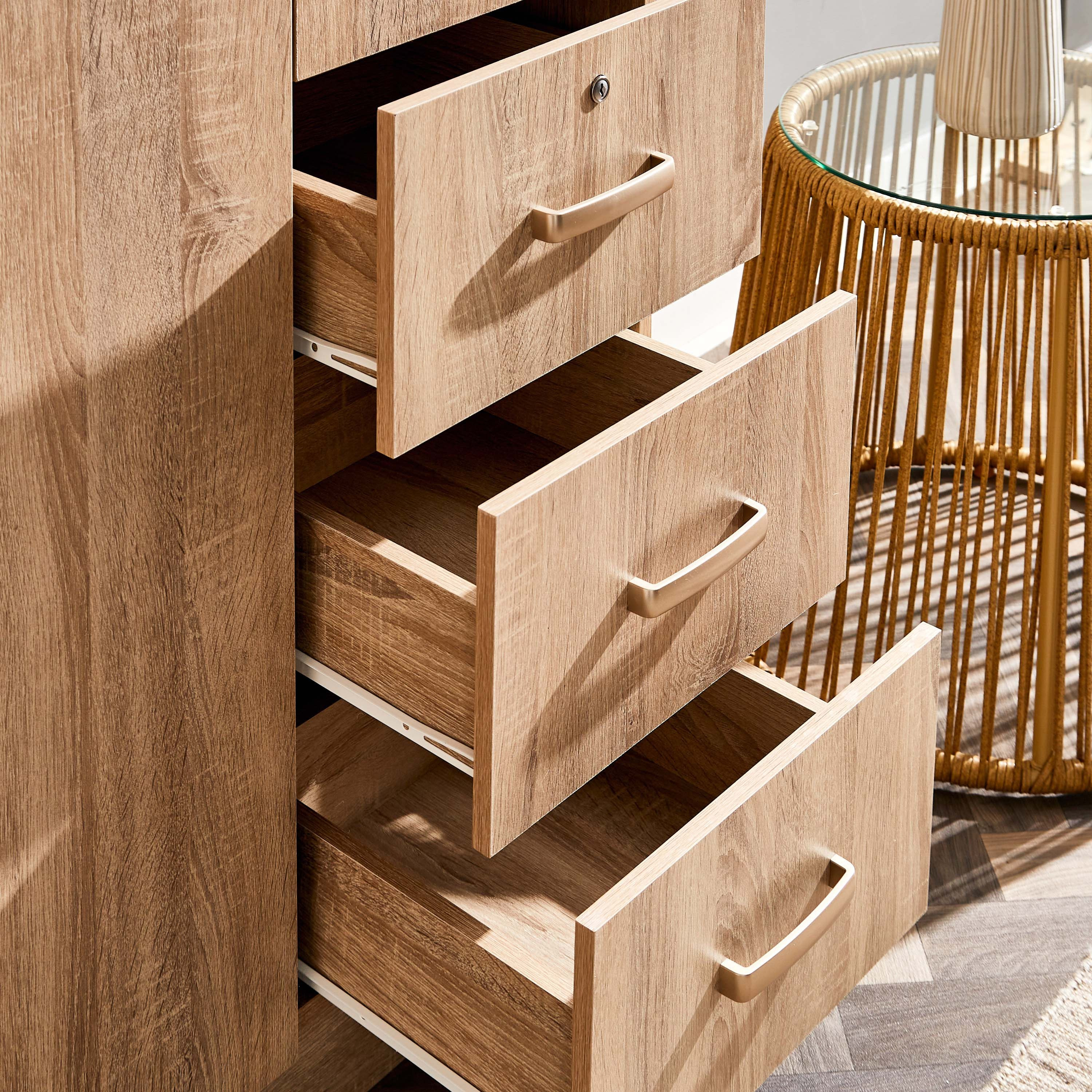 Movo Cooper 3-Door Lockable Wardrobe with 3 Drawers and Mirror-hbxfurniture-wardrobes-image-7