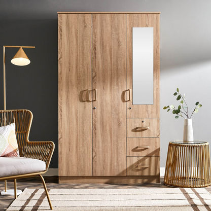 Cooper 3-Door and 3-Drawer Wardrobe with Mirror and Lock