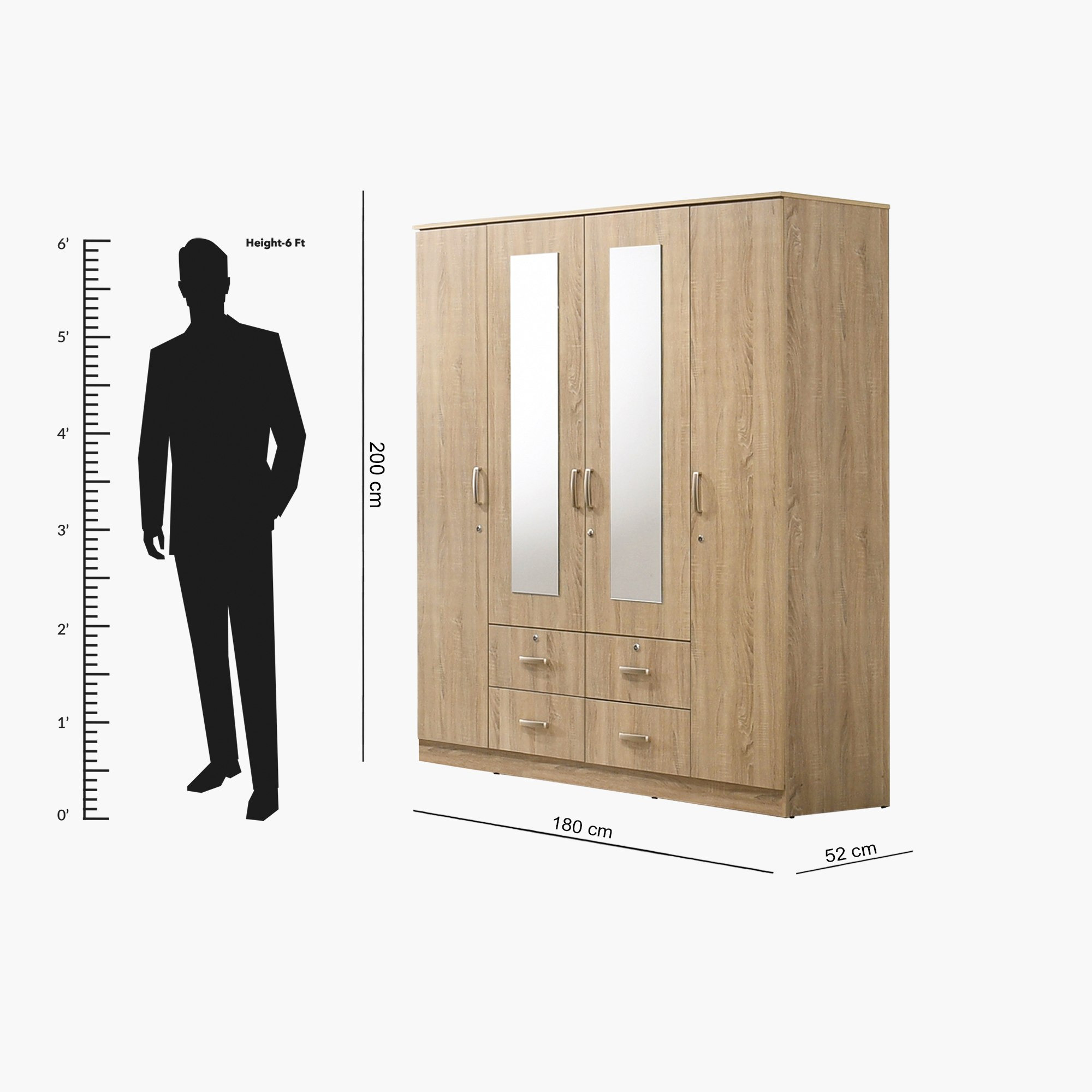 خزانة ملابس بـ4 أدراج و4 أبواب و2 مرآة وأقفال من كوبر-hbxfurniture-wardrobes-image-10