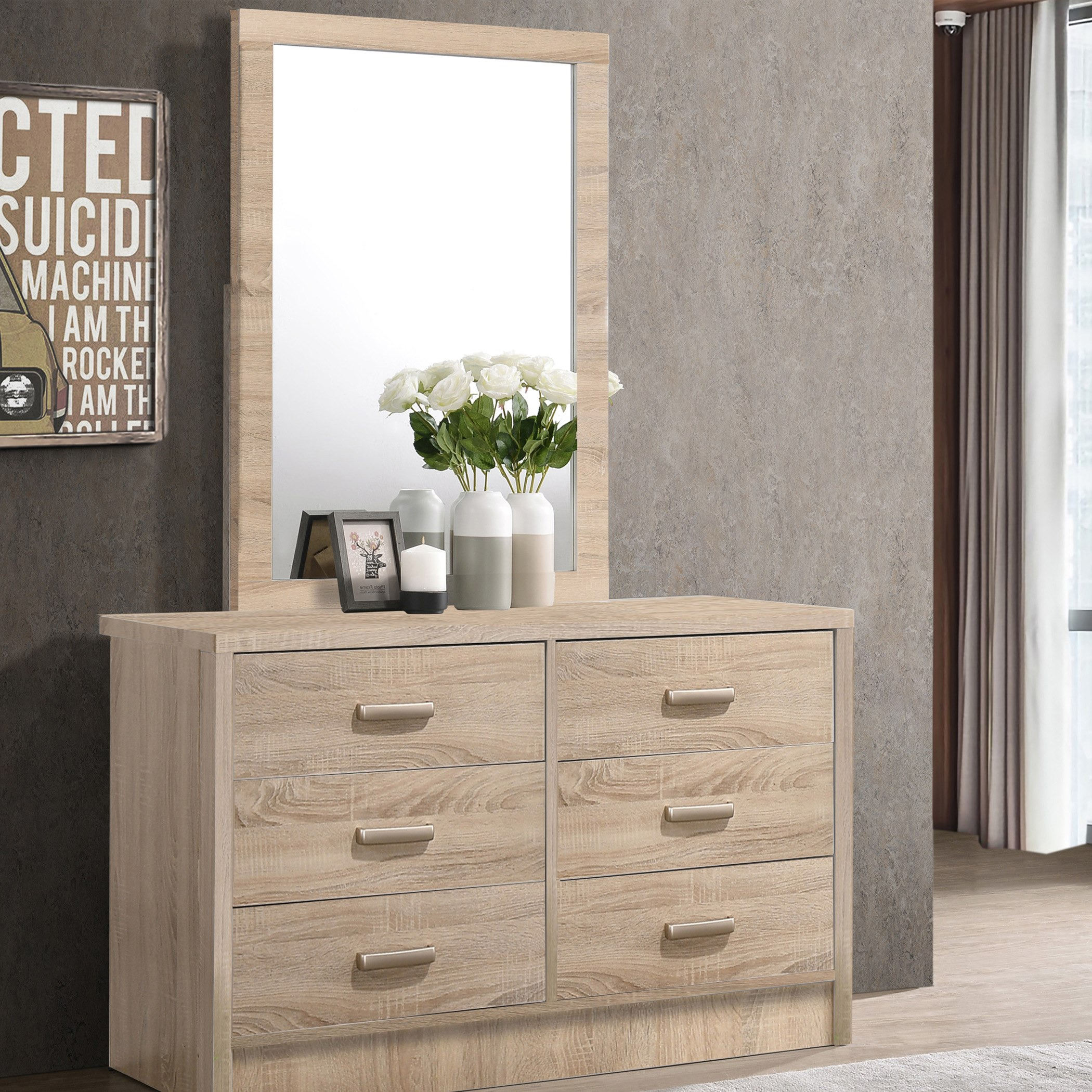مرآة دون طاولة تزيين كبيرة 6 أدراج - كوبر من موڤو -hbxfurniture-bedroom-dressersandmirrors-image-4