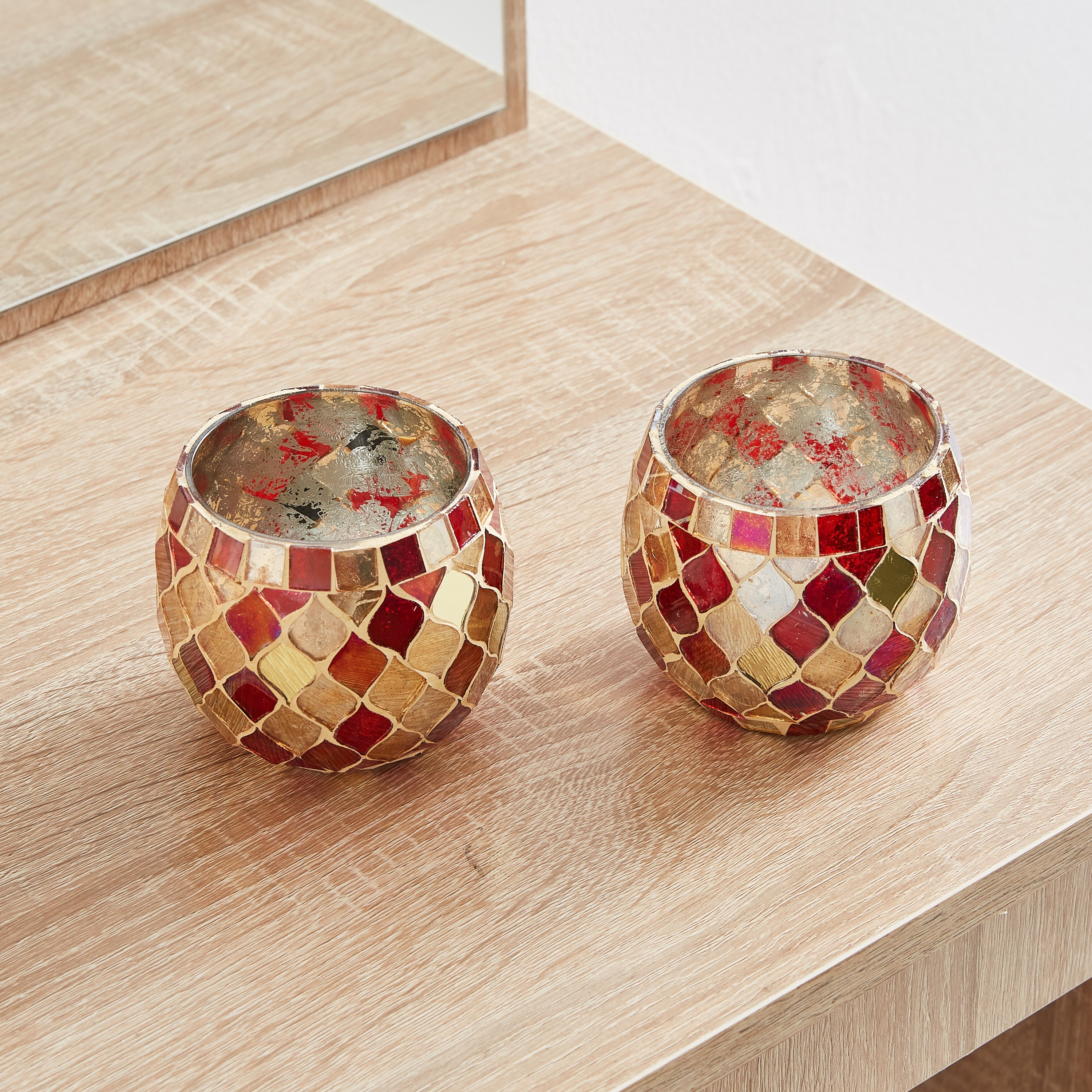 حامل شموع مزيّن بالفسيفساء - طقم من قطعتين-hbxlivingroom-decorandaccessories-candleholders-image-2
