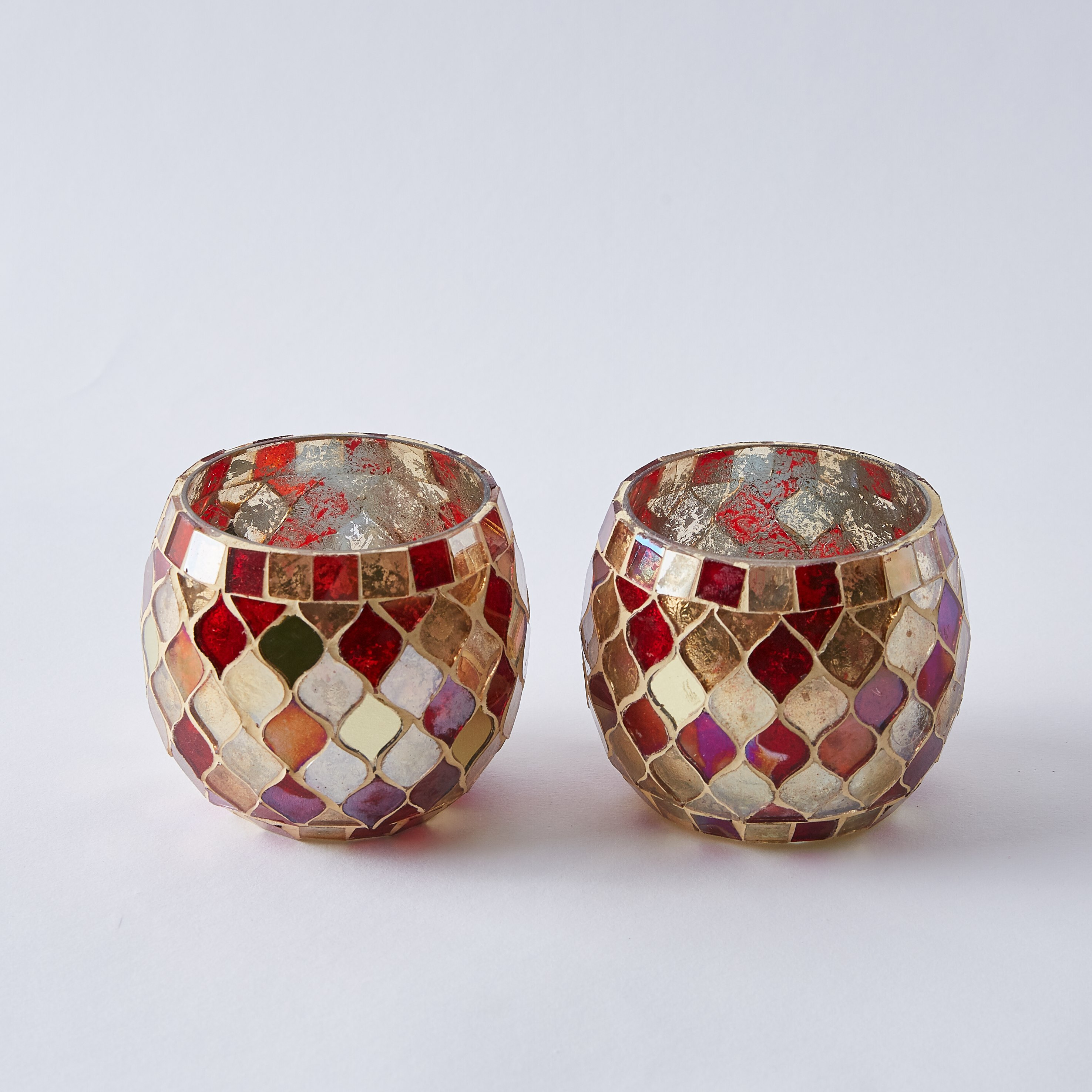 حامل شموع مزيّن بالفسيفساء - طقم من قطعتين-hbxlivingroom-decorandaccessories-candleholders-image-4