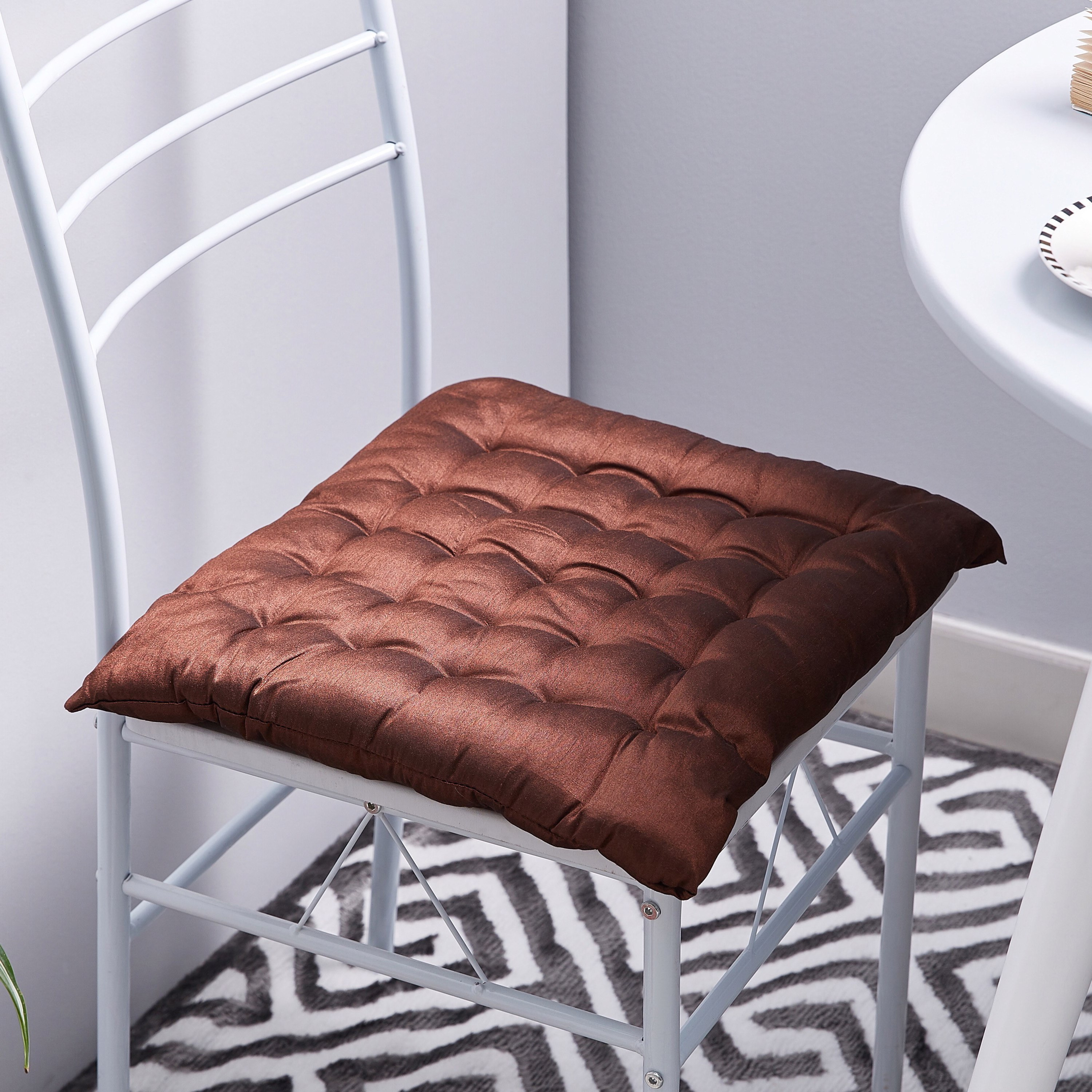 Dupioni Tucked Chair Pad - 40x40 cm-hbxhomeware-hbxdecorandfurnishings-image-1