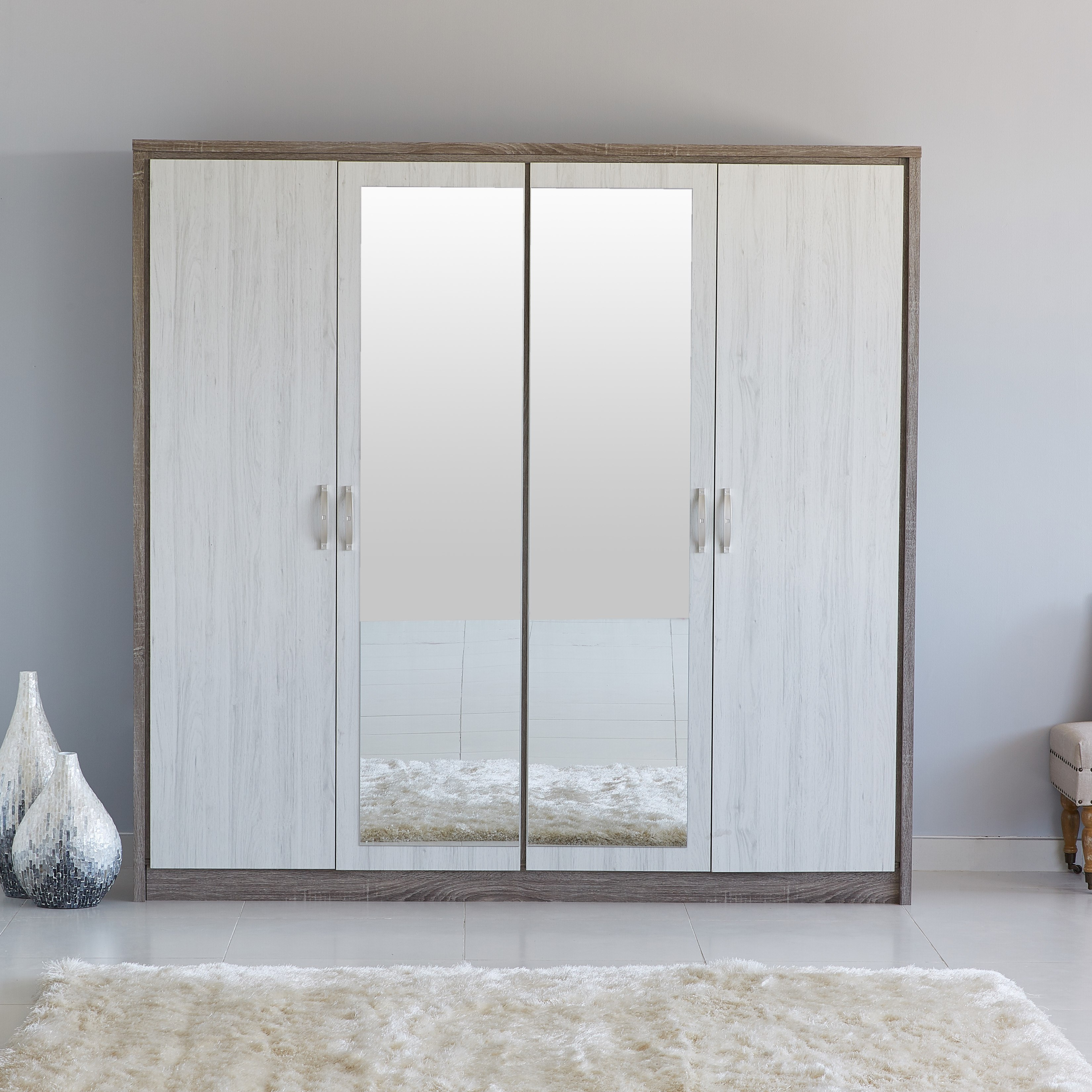 خزانة ملابس بـ 4 أبواب ومرآتين من مارس-hbxfurniture-wardrobes-image-2
