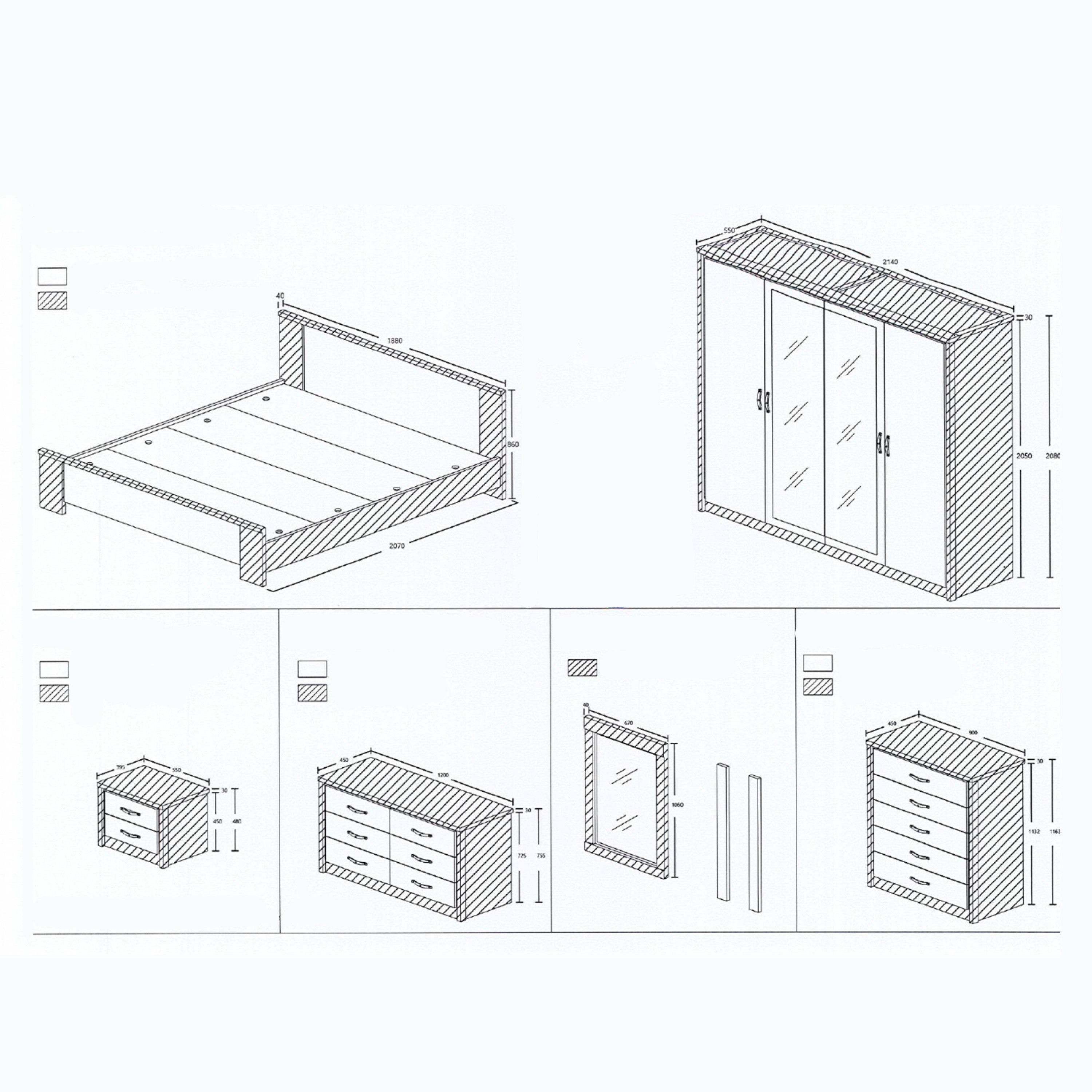 خزانة ملابس بـ 4 أبواب ومرآتين من مارس-hbxfurniture-wardrobes-image-6