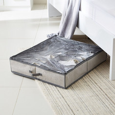 Ebase 12-Compartment Under Bed Striped Storage - 75x65x15 cms