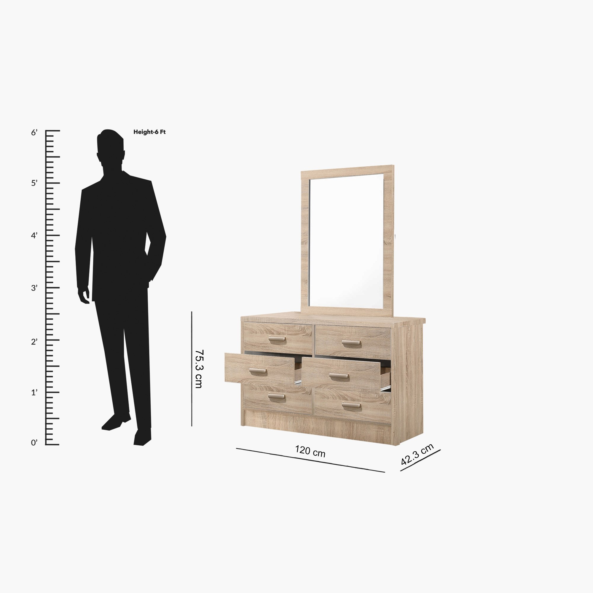 طاولة تزيين كبيرة 6 أدراج دون مرآة - كوبر من موڤو-hbxfurniture-bedroom-dressersandmirrors-image-7
