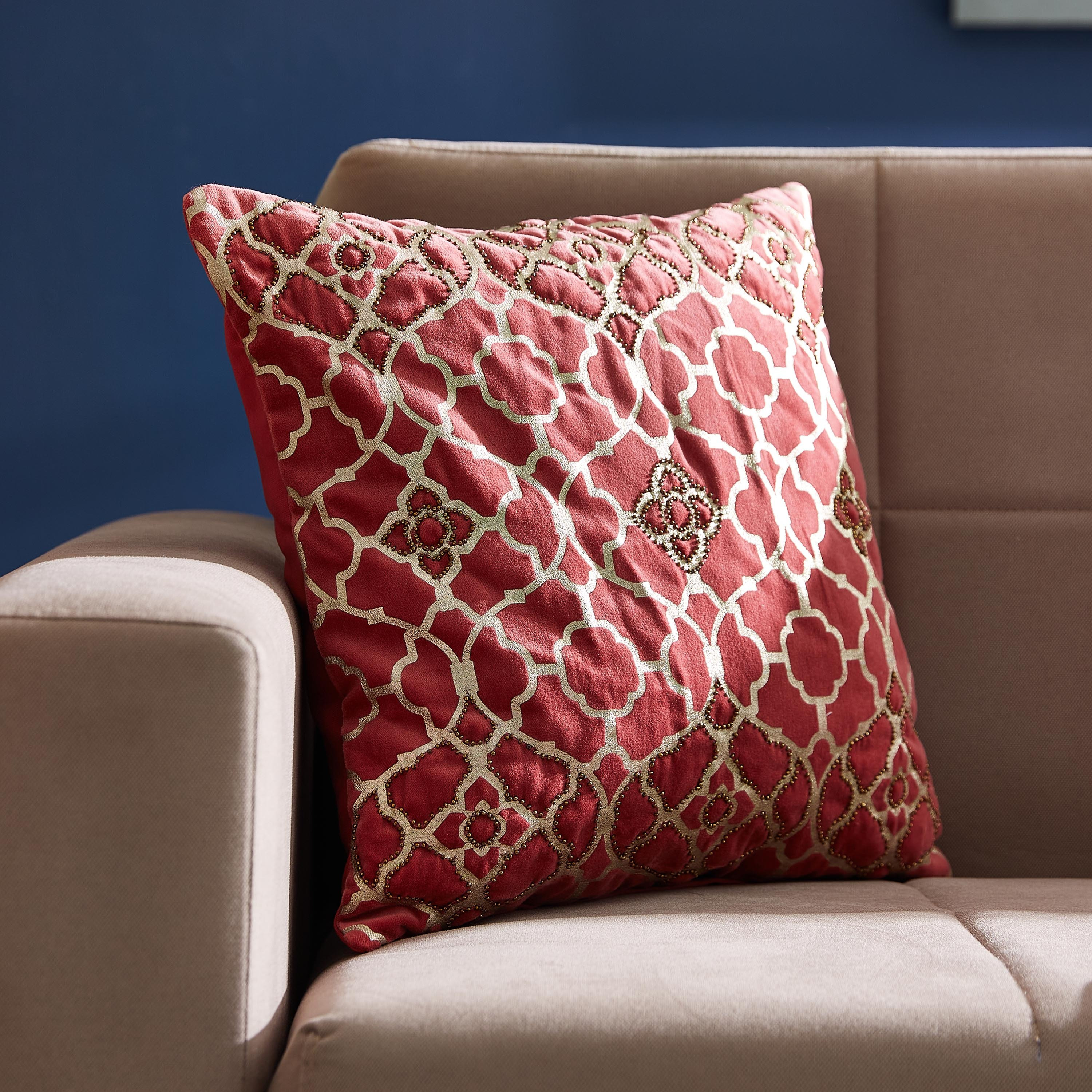 غطاء وسادة مخملي بزخارف و طبعات فويل من ماجيستيك- 45x45 سم-hbxhomeware-cushionsandcovers-cushioncovers-image-1