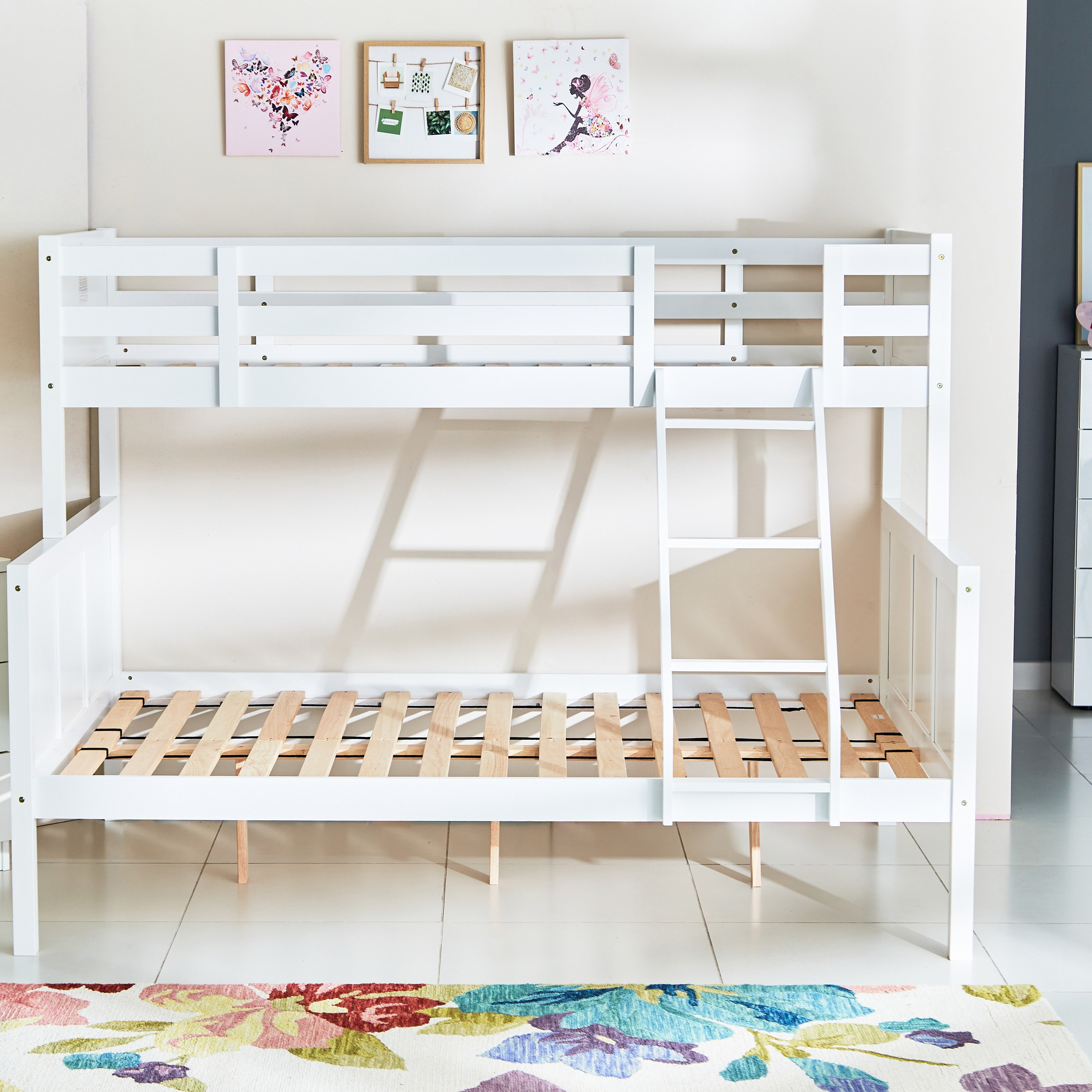 سرير طابقين مزدوج فردي + كوين من هامبتون أوسلو - 90x200 + 140x200 سم-hbxkidsandyouth-bedsandbedsets-bunkbeds-single-image-7
