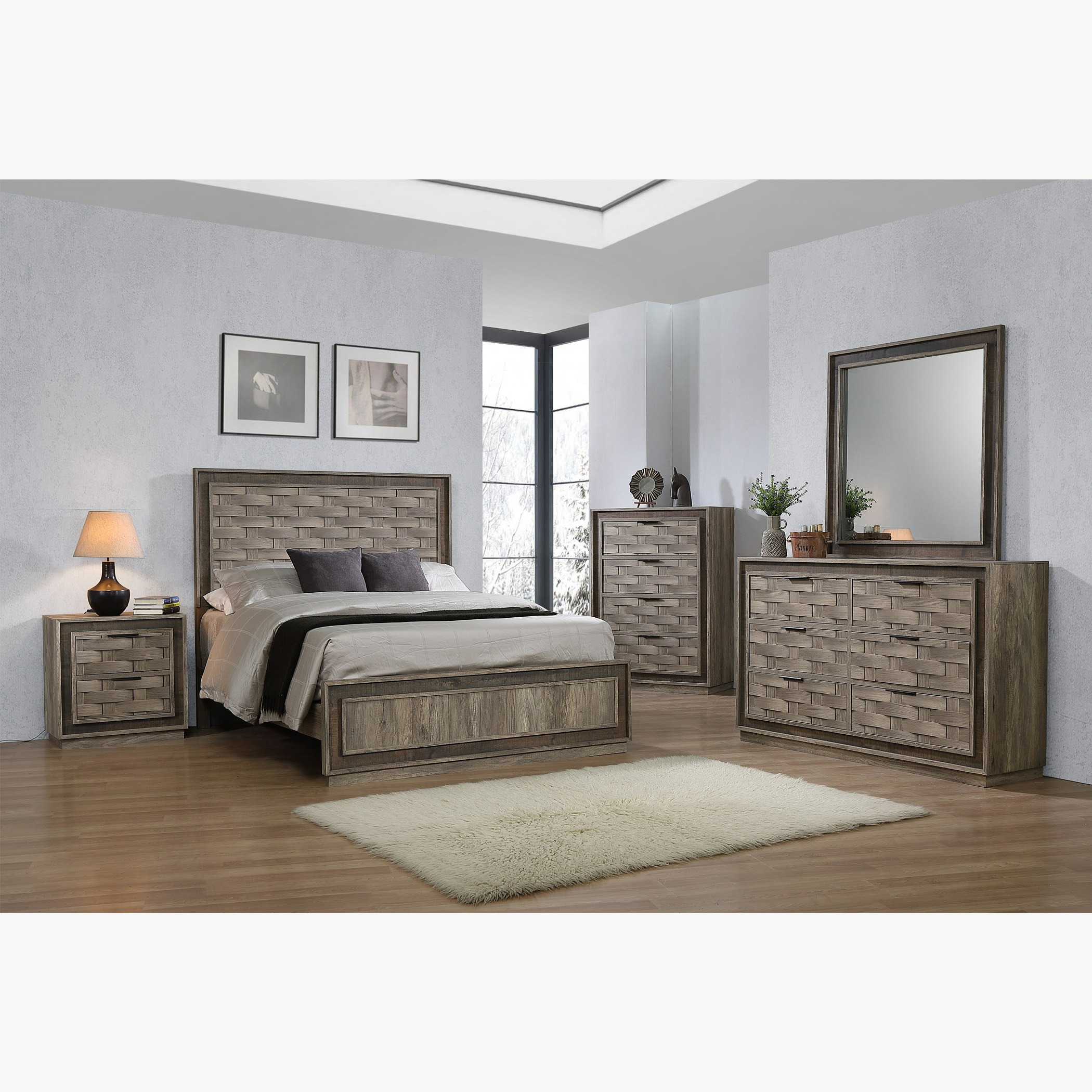 طقم غرفة نوم كينج 5 قطع من بامبو - 180x200 سم-hbxbedroom-bedsandbedsets-bedroomsets-king-image-1