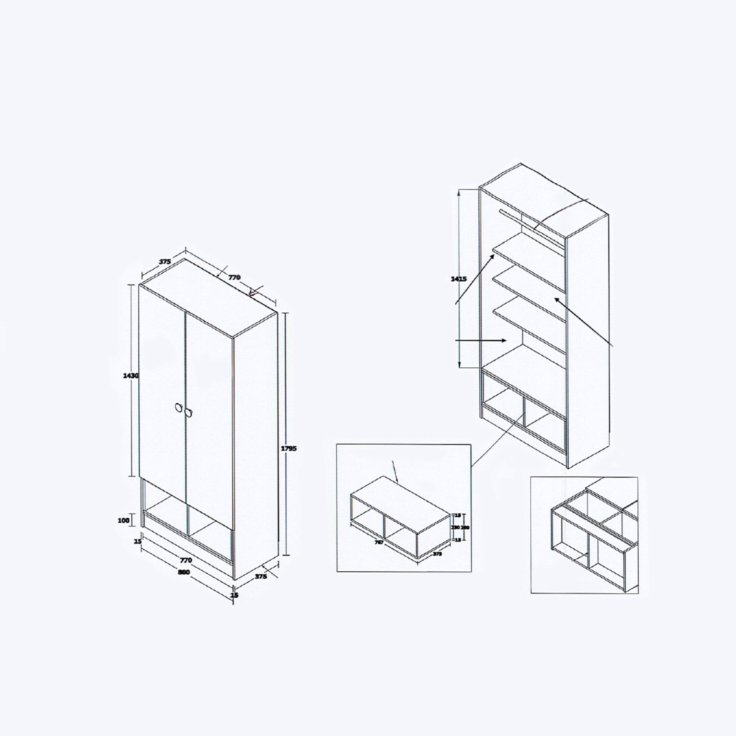Vanilla 2-Door Wardrobe-hbxfurniture-wardrobes-image-9