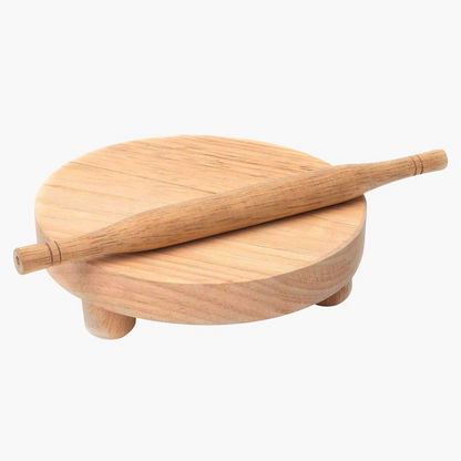 Wooden Chakla and Rolling Pin Set