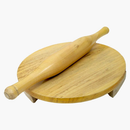 Wooden Chakla and Rolling Pin Set