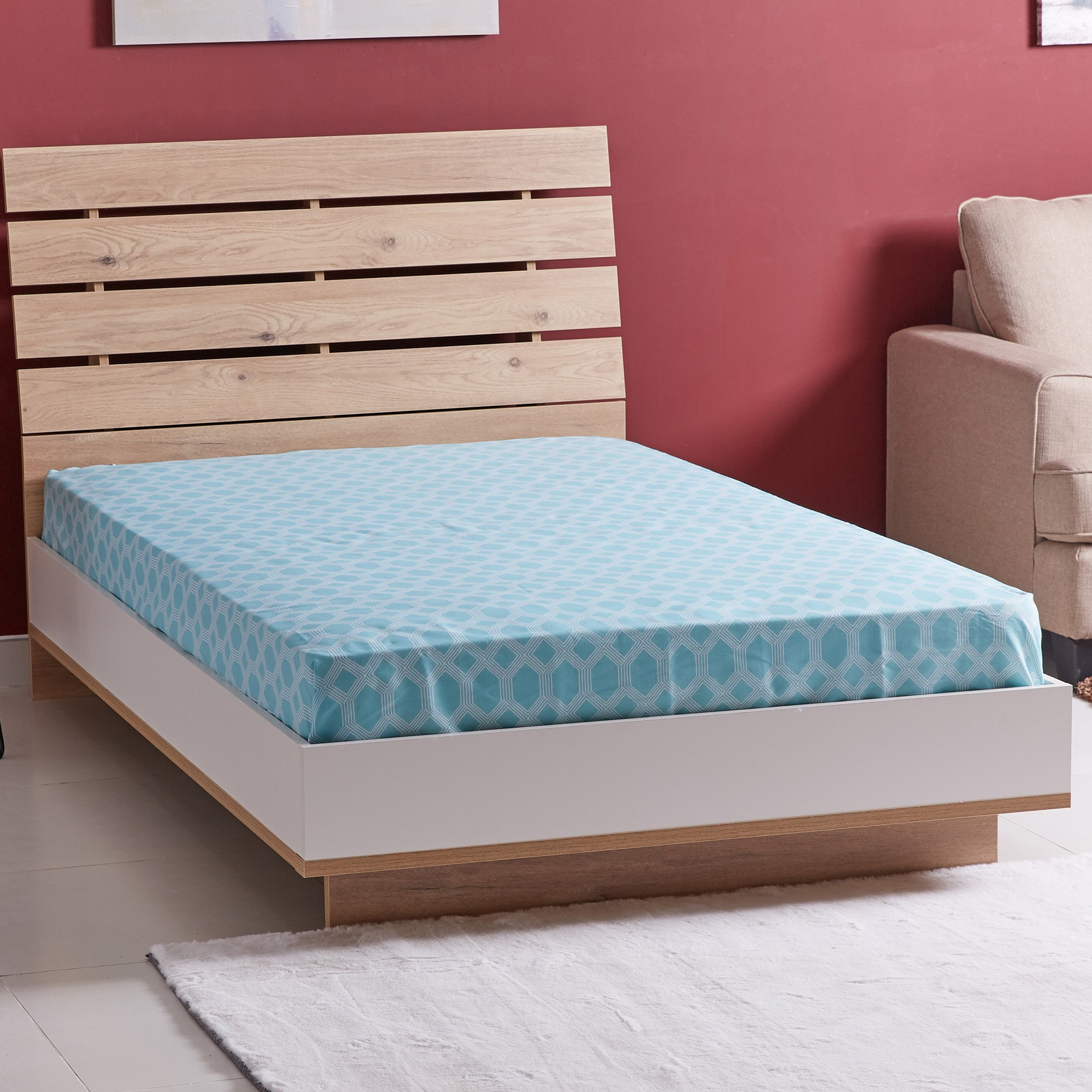 شرشف مطّاطي كينج بطبعات - 180x200 سم-hbxhomeware-bedding-fittedsheets-image-1