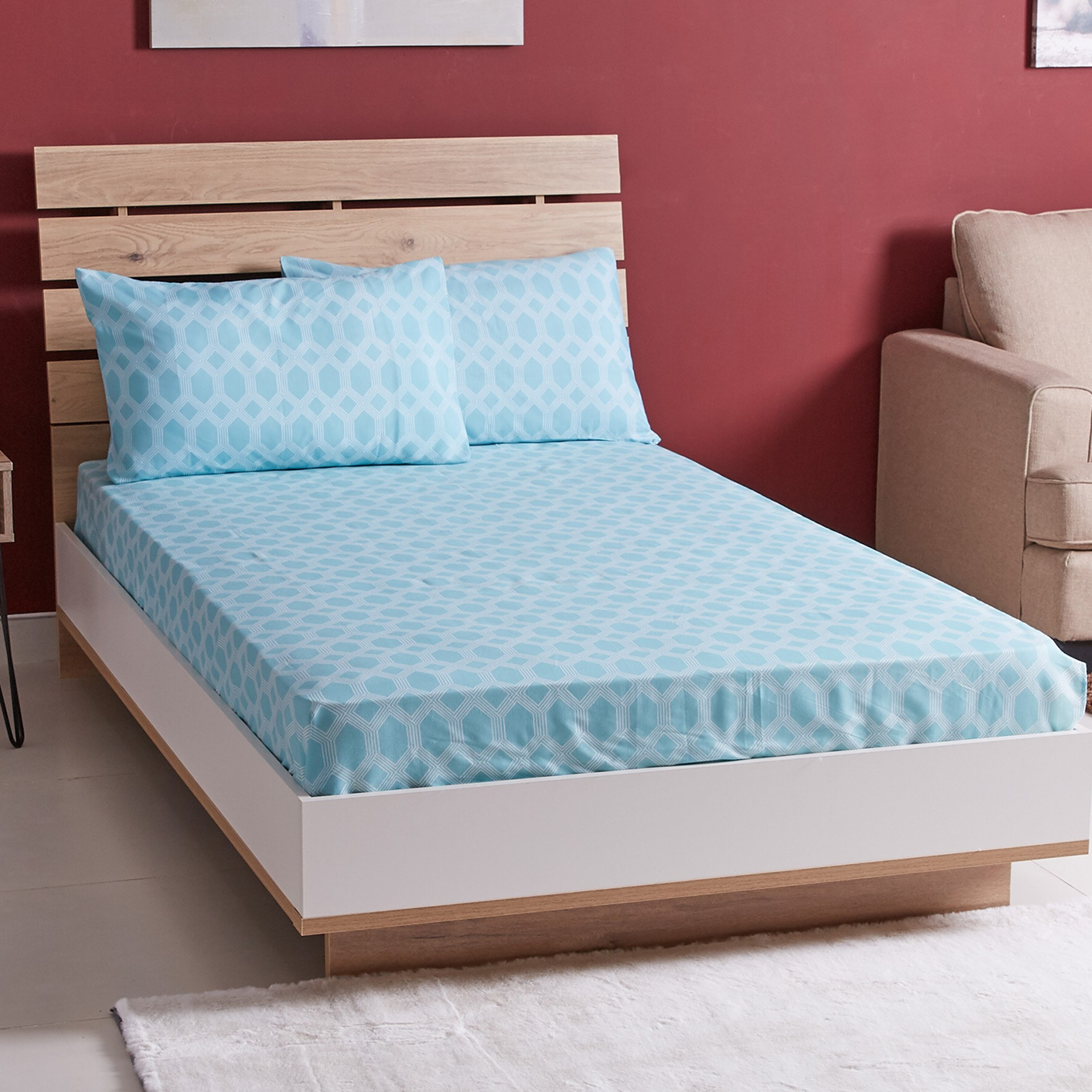 طقم شرشف مسطّح كينج 3 قطع بطبعات من أتلانتا كلارك - 240x260 سم-hbxhomeware-hbxbedroom-image-1
