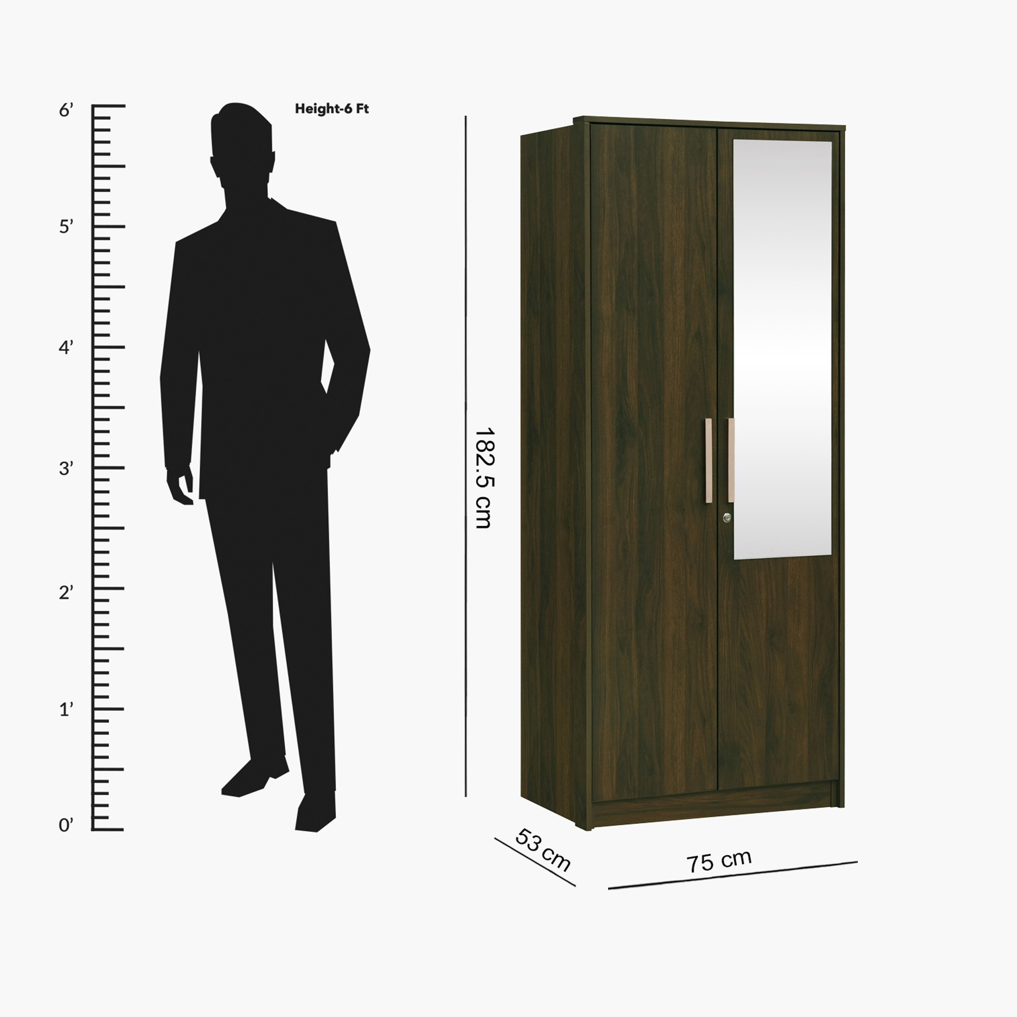 خزانة ملابس 2 باب مع مرآة وأقفال - دازل من موڤو -hbxfurniture-wardrobes-image-5