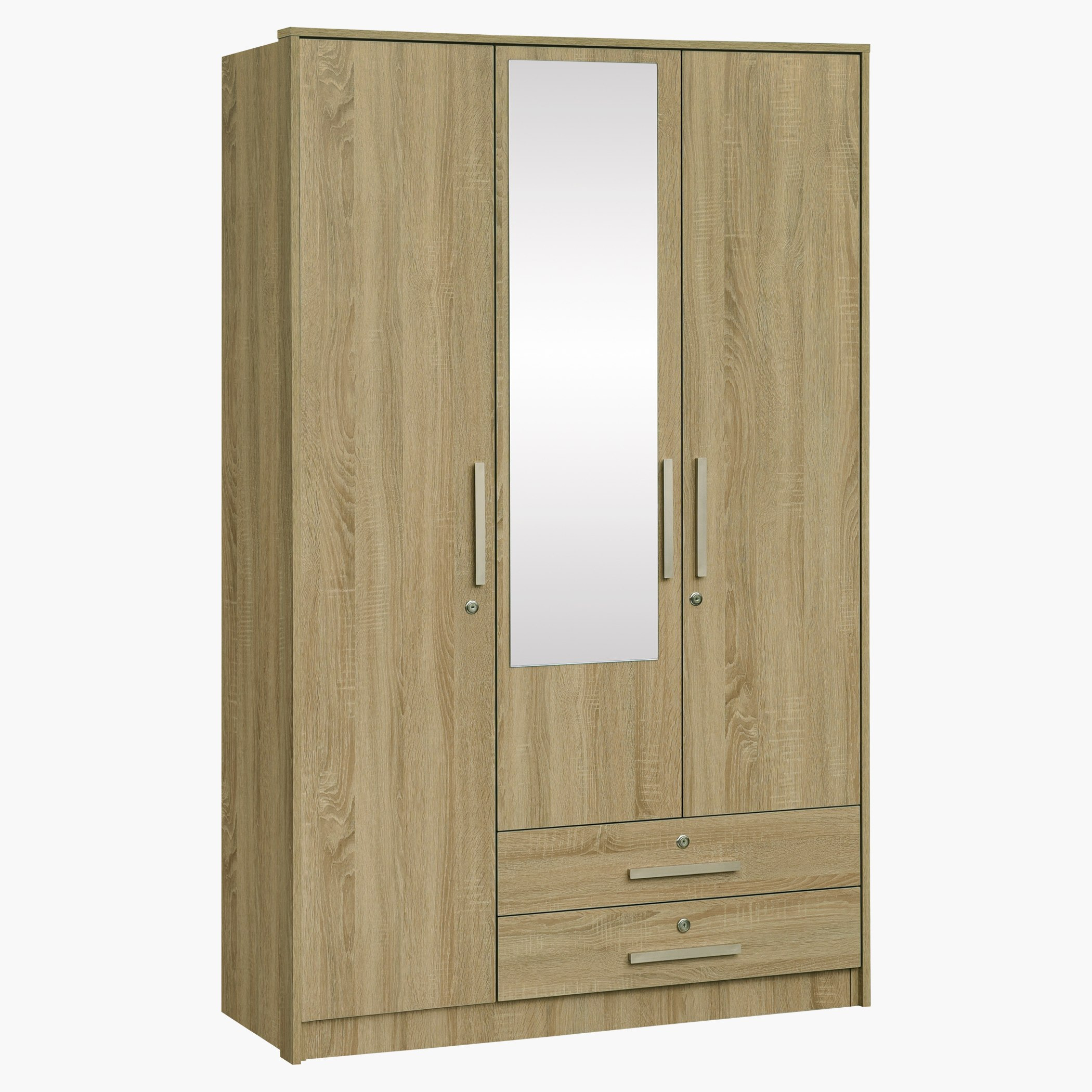 خزانة ملابس 3 أبواب و2 درج مع مرآة وأقفال - دازل من موڤو -hbxfurniture-wardrobes-image-1