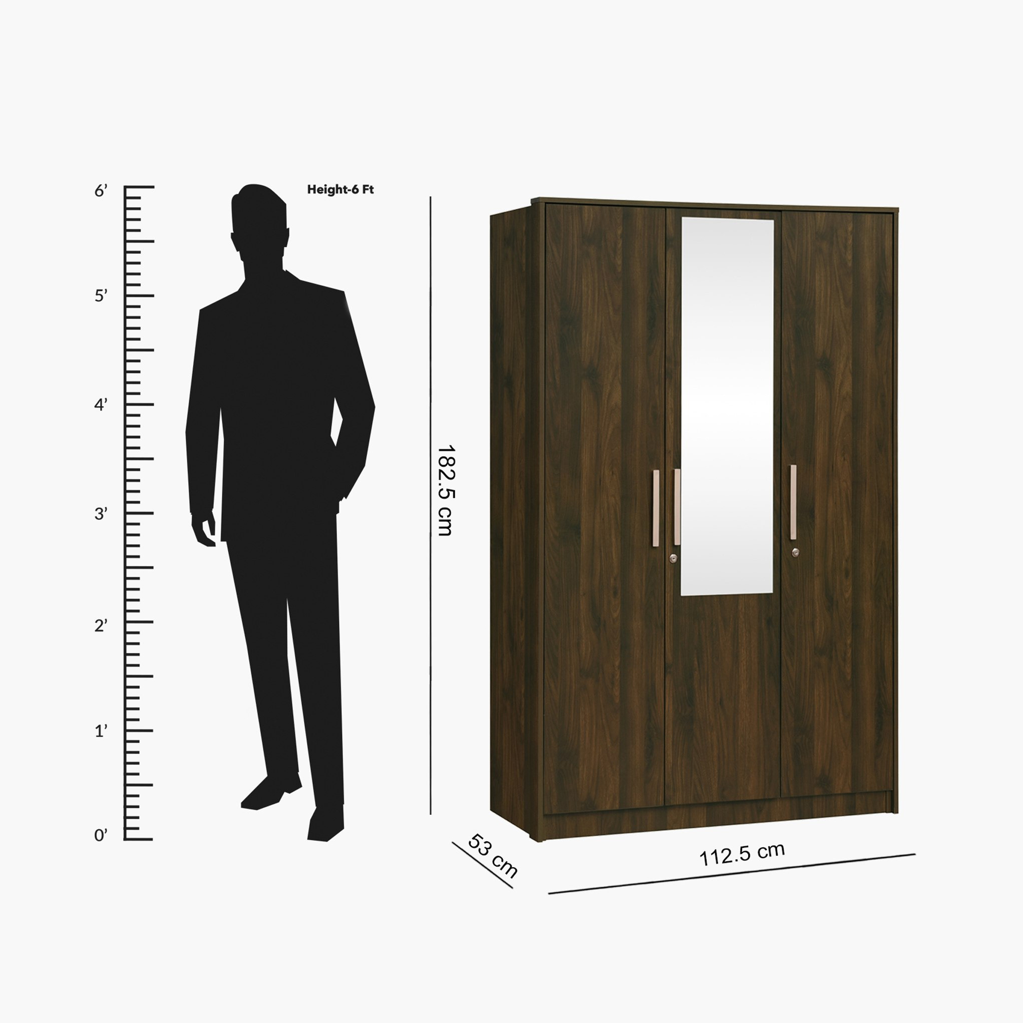 خزانة ملابس 3 أبواب مع مرآة وأقفال - دازل من موڤو-hbxfurniture-wardrobes-image-5