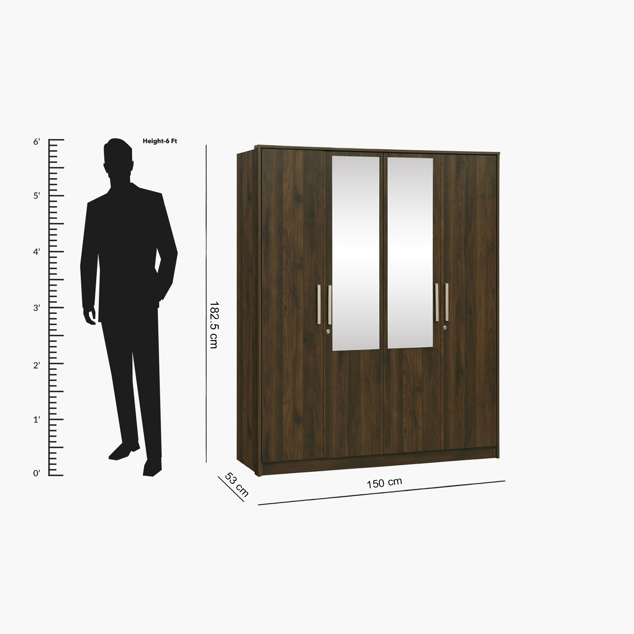 خزانة ملابس 4 أبواب مع 2 مرآة وأقفال - دازل من موڤو -hbxfurniture-wardrobes-image-5