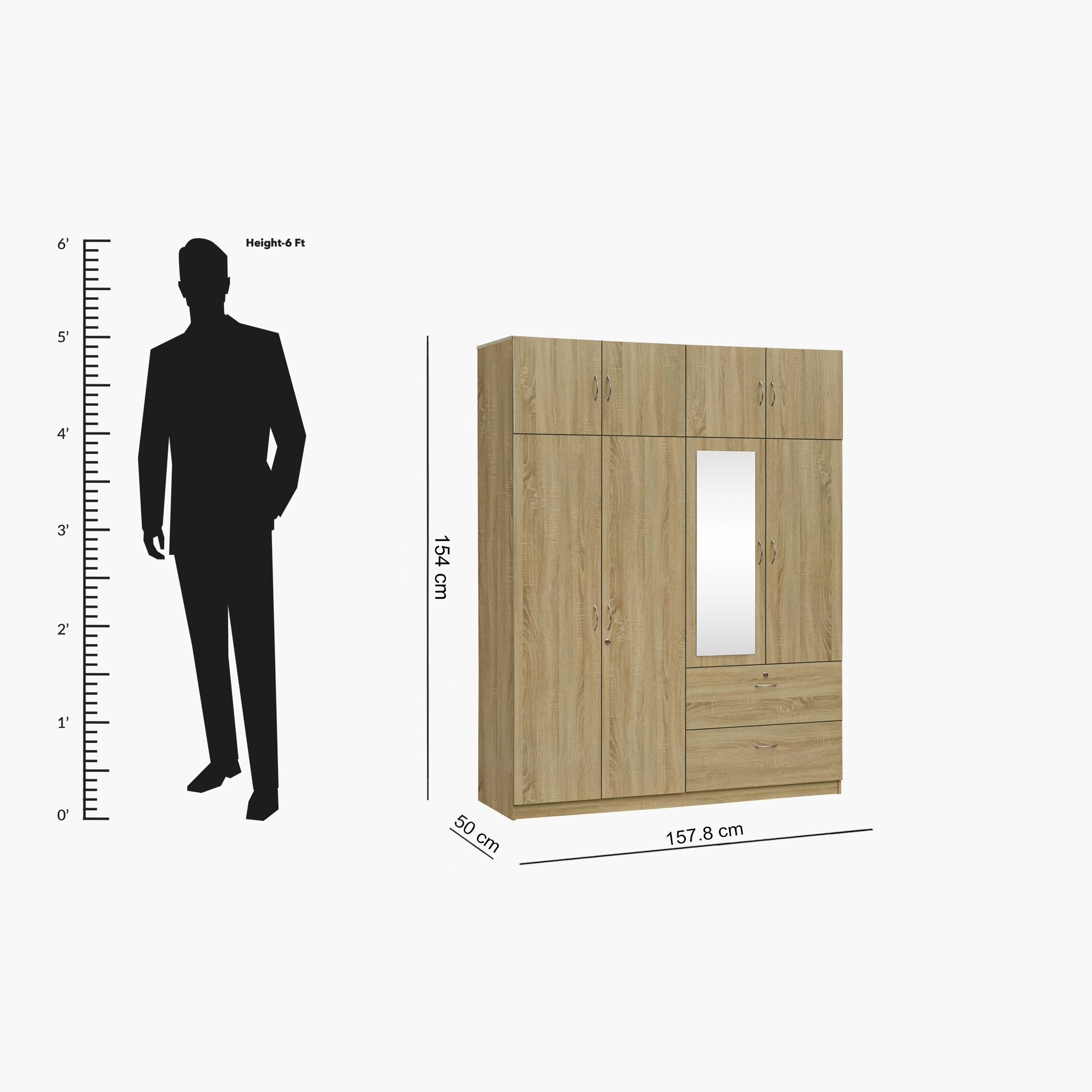 خزانة ملابس 8 أبواب مع 2 درج ومرآة - رومان من موڤو -hbxfurniture-wardrobes-image-6
