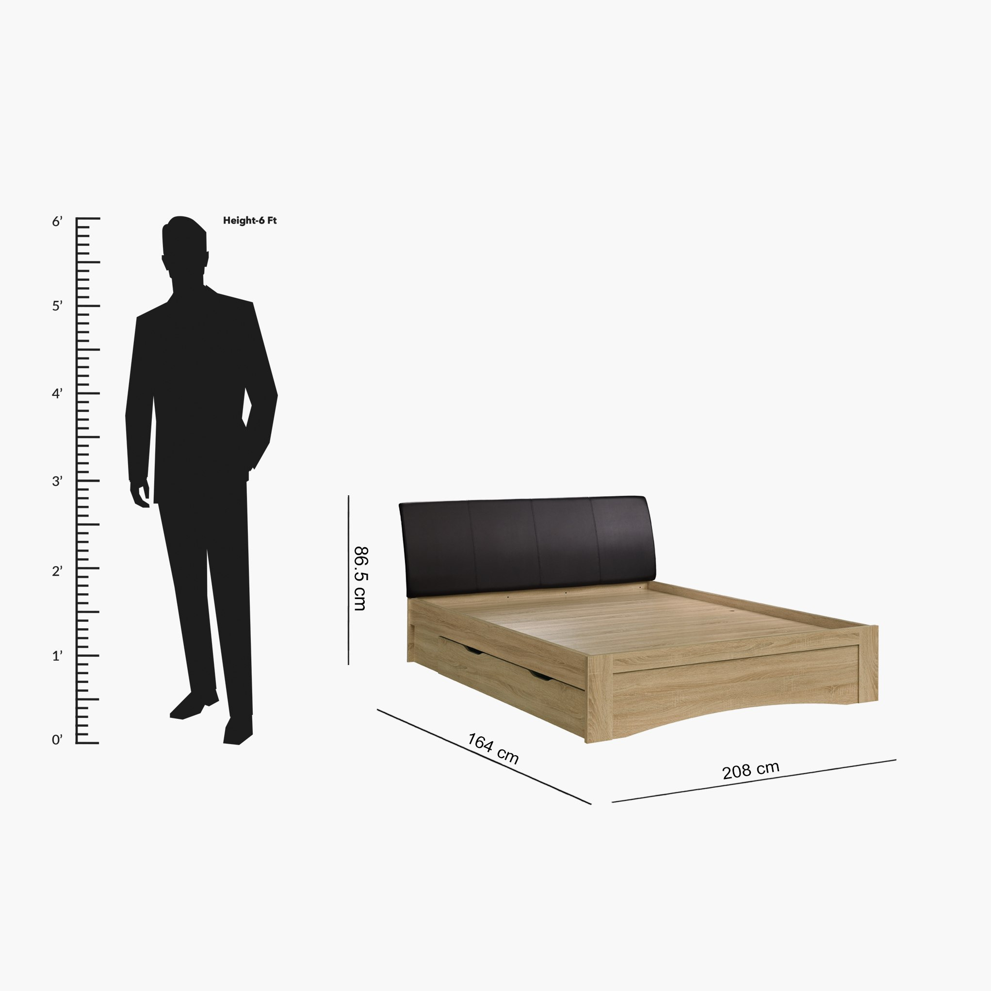 Movo Roman Queen Bed with Drawer Storage - 150x200 cm-hbxbedroom-bedsandbedsets-beds-queen-image-9