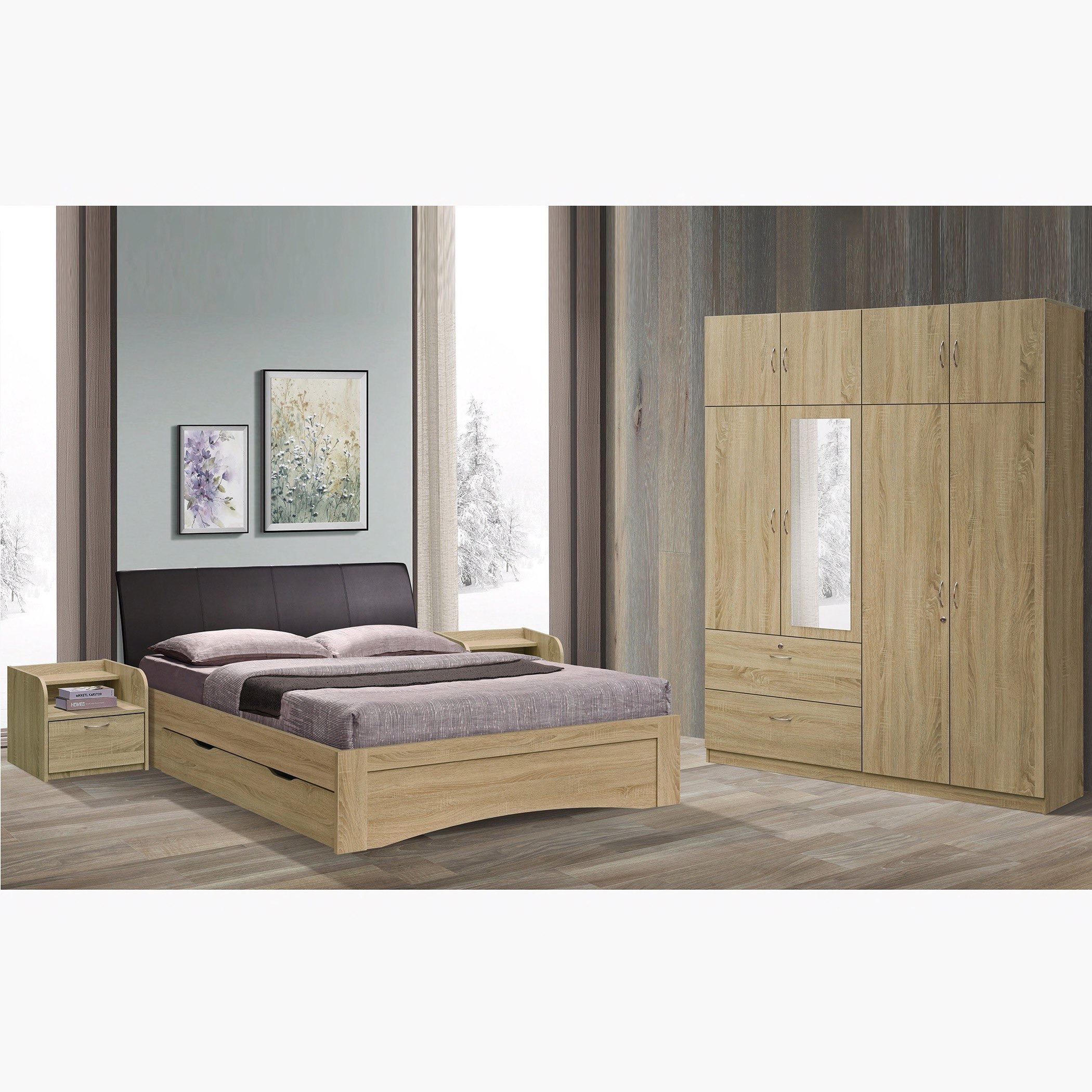 Movo Roman Queen Bed with Drawer Storage - 150x200 cm-hbxbedroom-bedsandbedsets-beds-queen-image-8