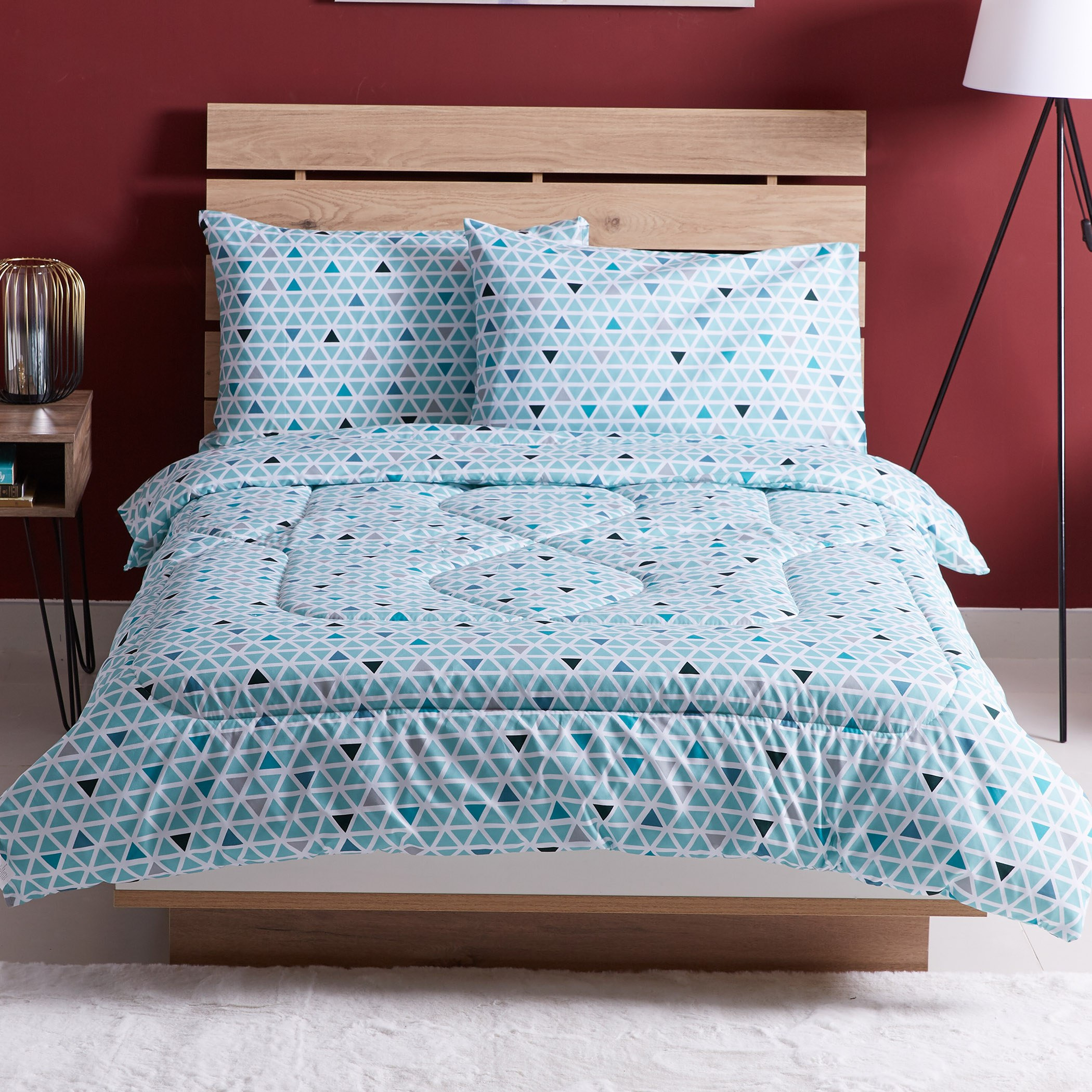 Turner King 3-Piece Geometric Print Quilted Comforter Set - 220x240 cm-hbxhomeware-hbxdecorandfurnishings-image-2