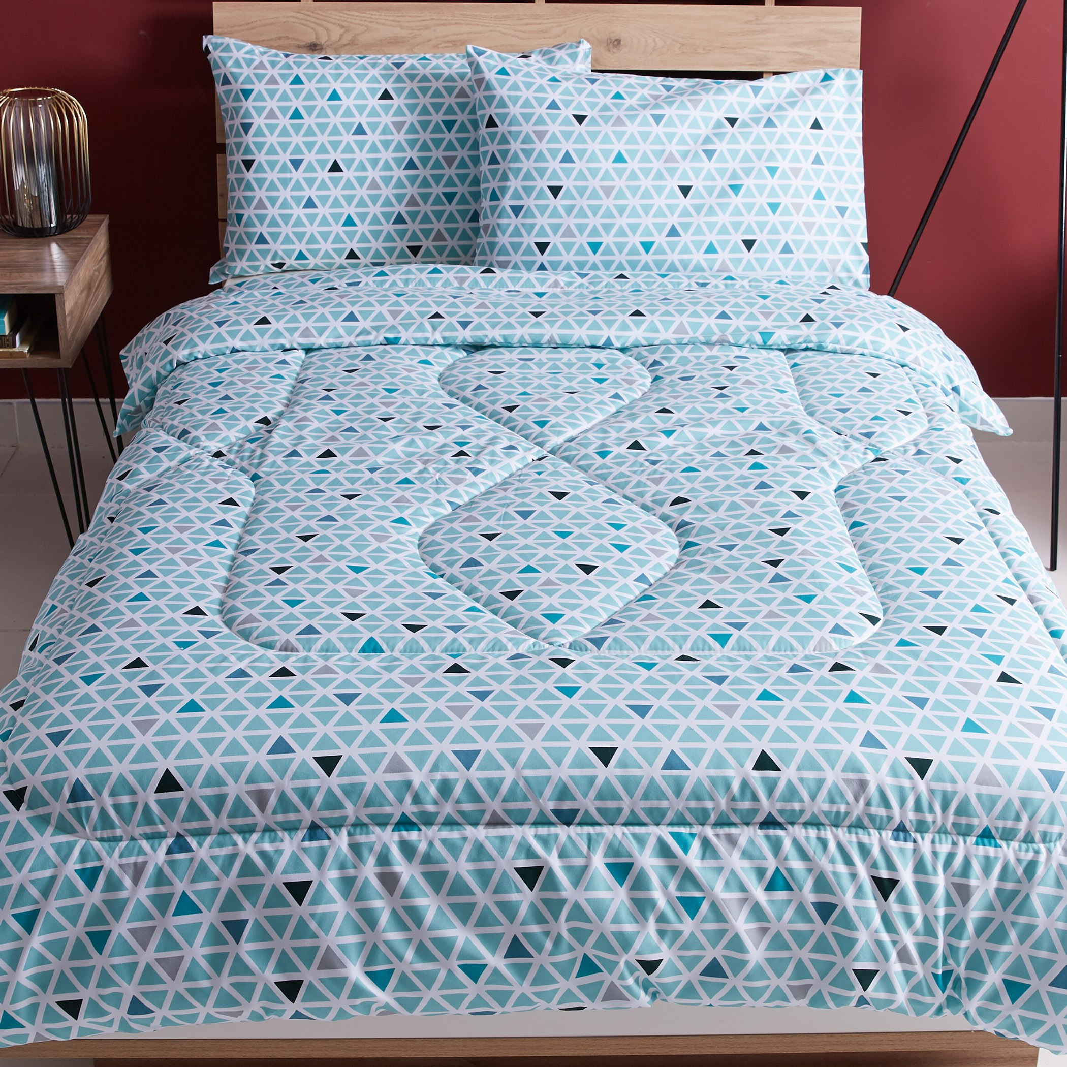 Turner King 3-Piece Geometric Print Quilted Comforter Set - 220x240 cm-hbxhomeware-hbxdecorandfurnishings-image-3